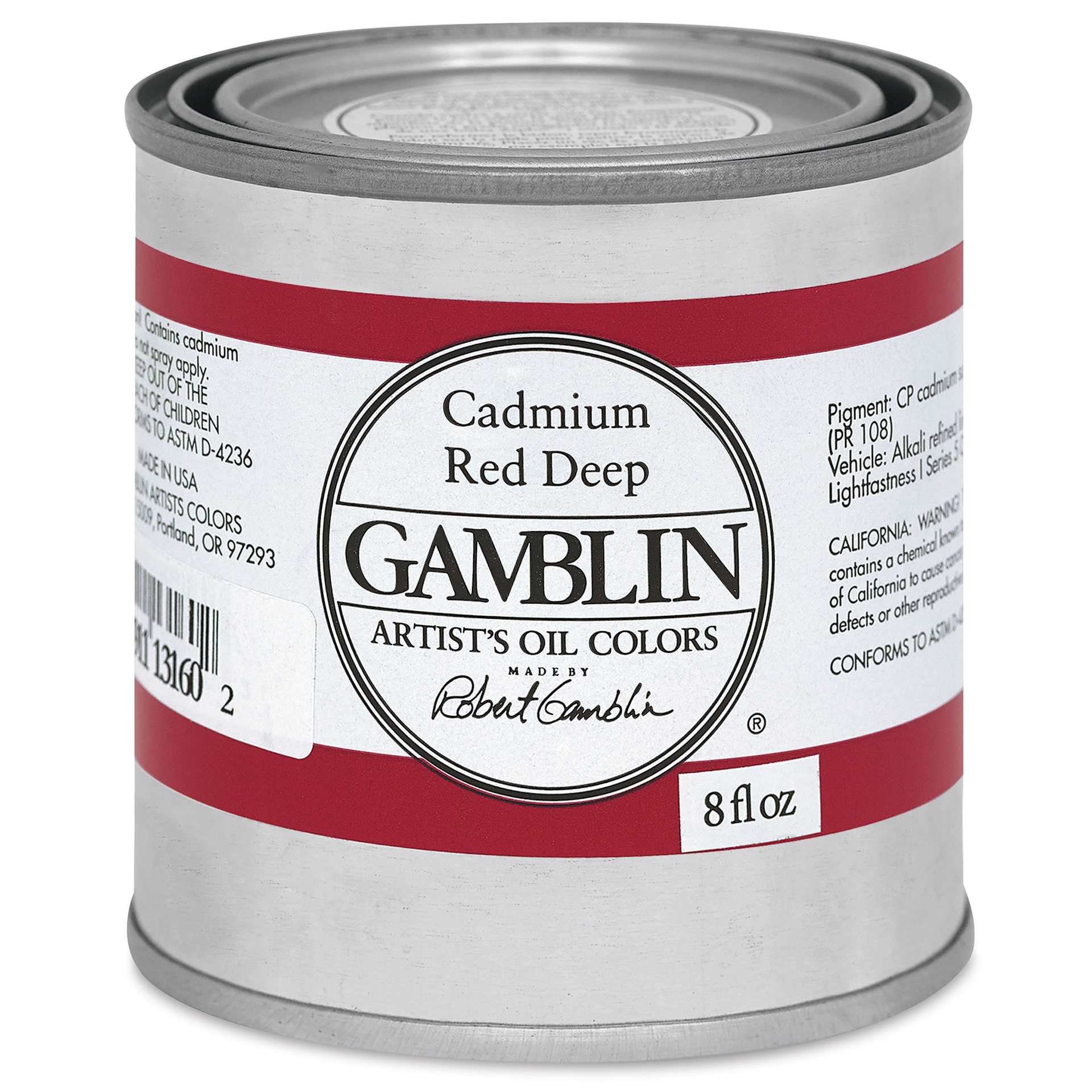 Gamblin Artist's Oil Color - Cadmium Red Deep, 8 oz Can