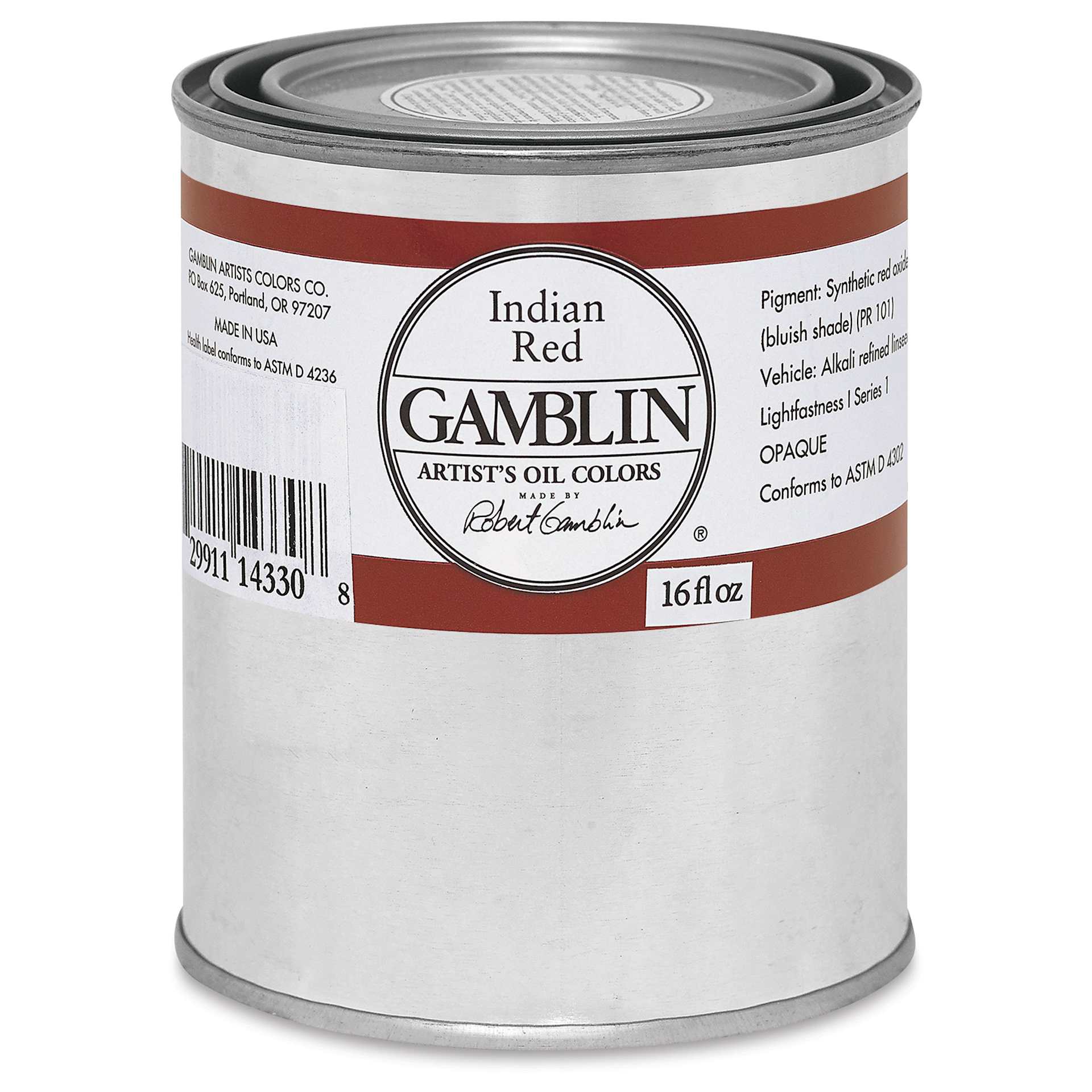 Gamblin Artist's Oil Color - India Red, 16 oz Can