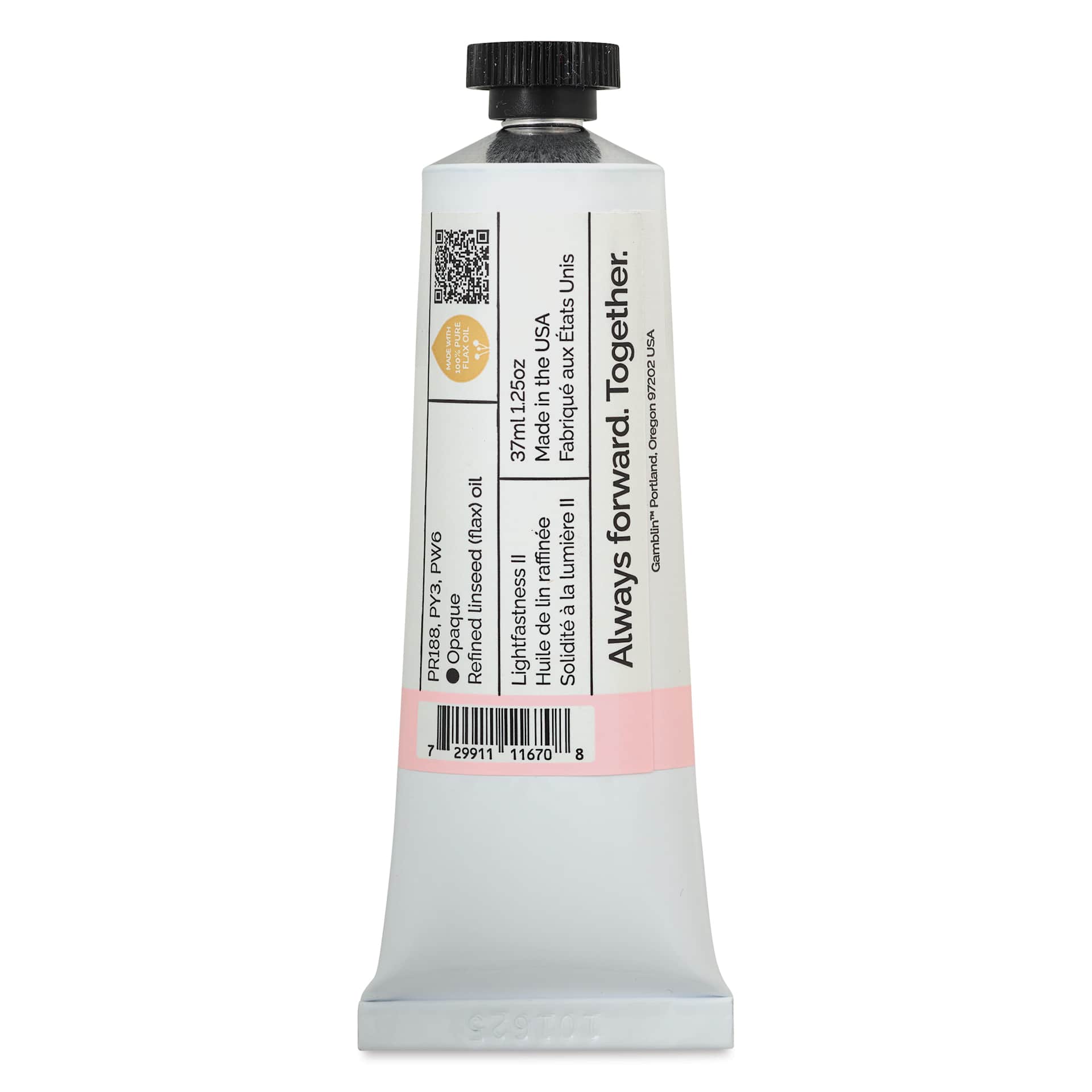 Back of Gamblin Artist's Oil Color - Shell Pink, 37 ml tube
