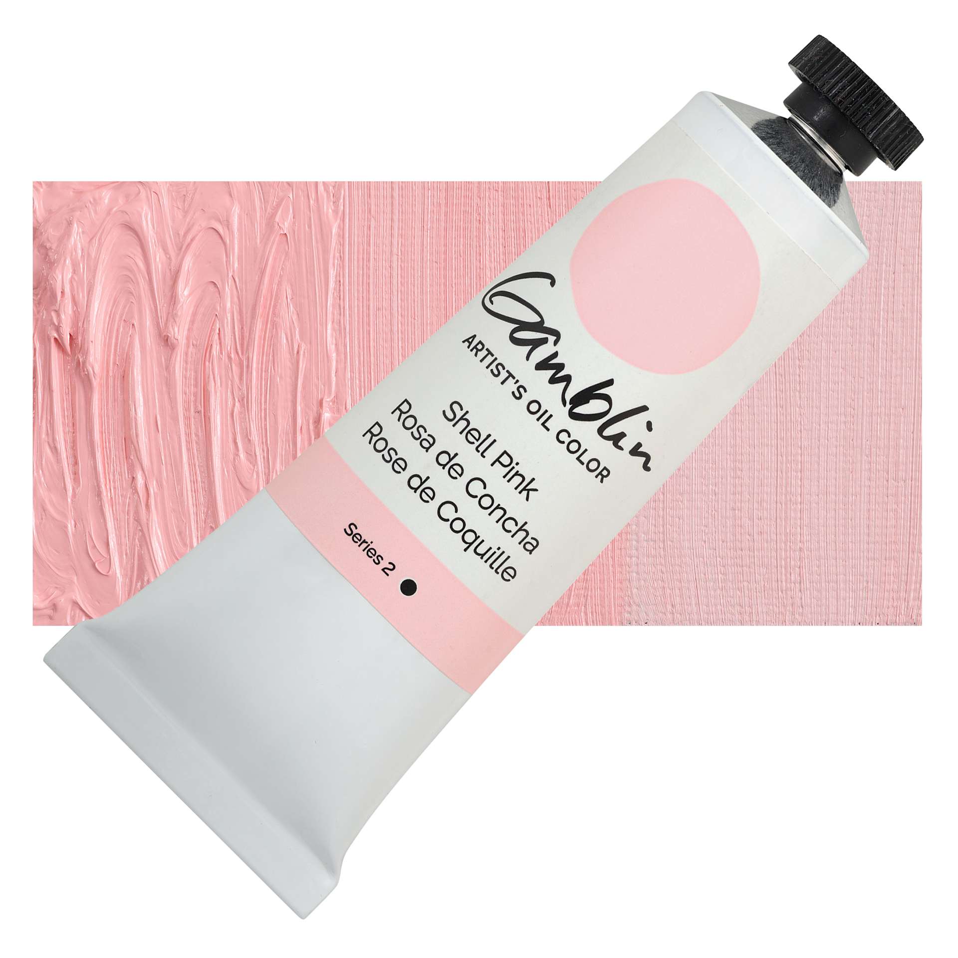 Gamblin Artist's Oil Color - Shell Pink, 37 ml tube and swatch