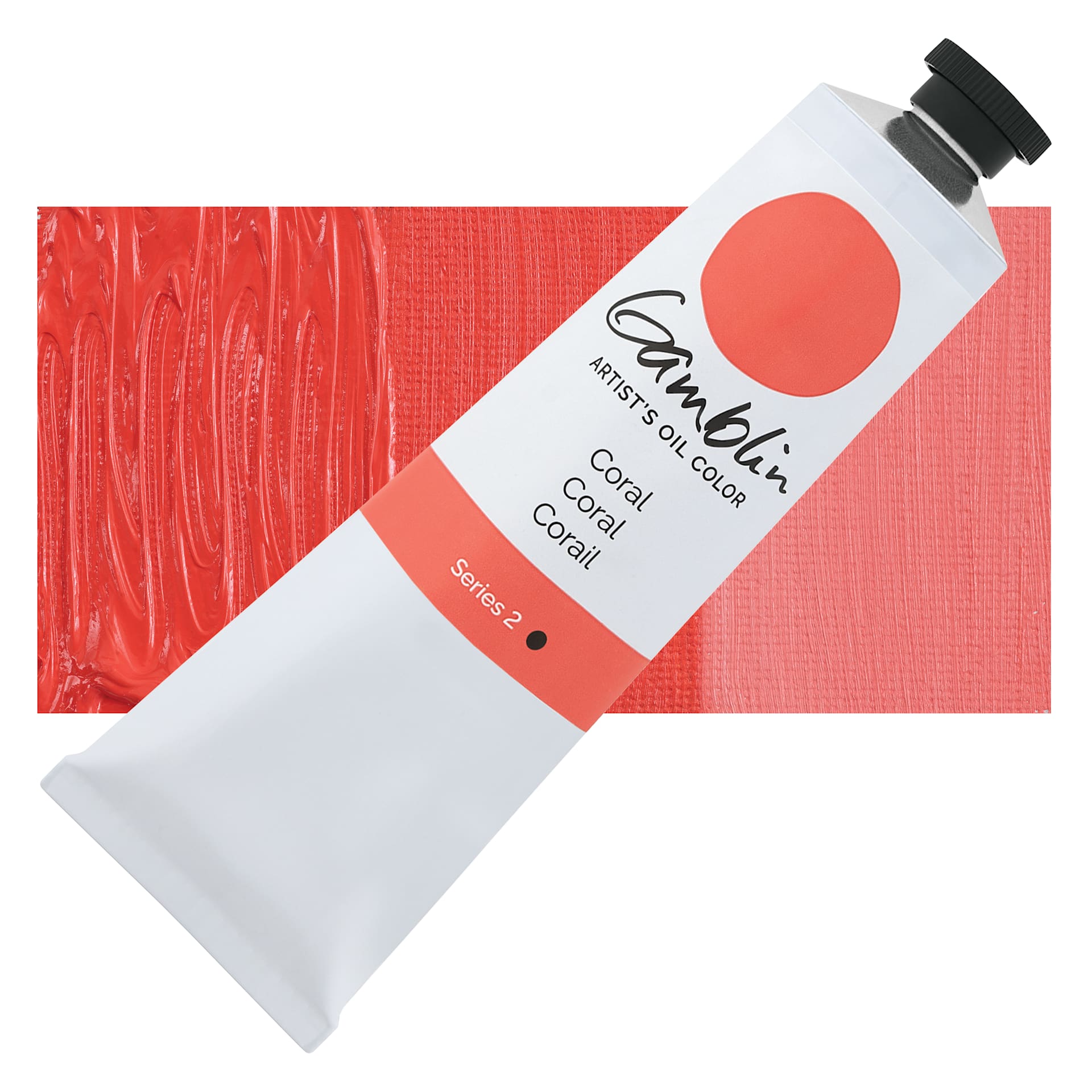 Gamblin Artist's Oil Color - Coral, 150 ml tube and swatch
