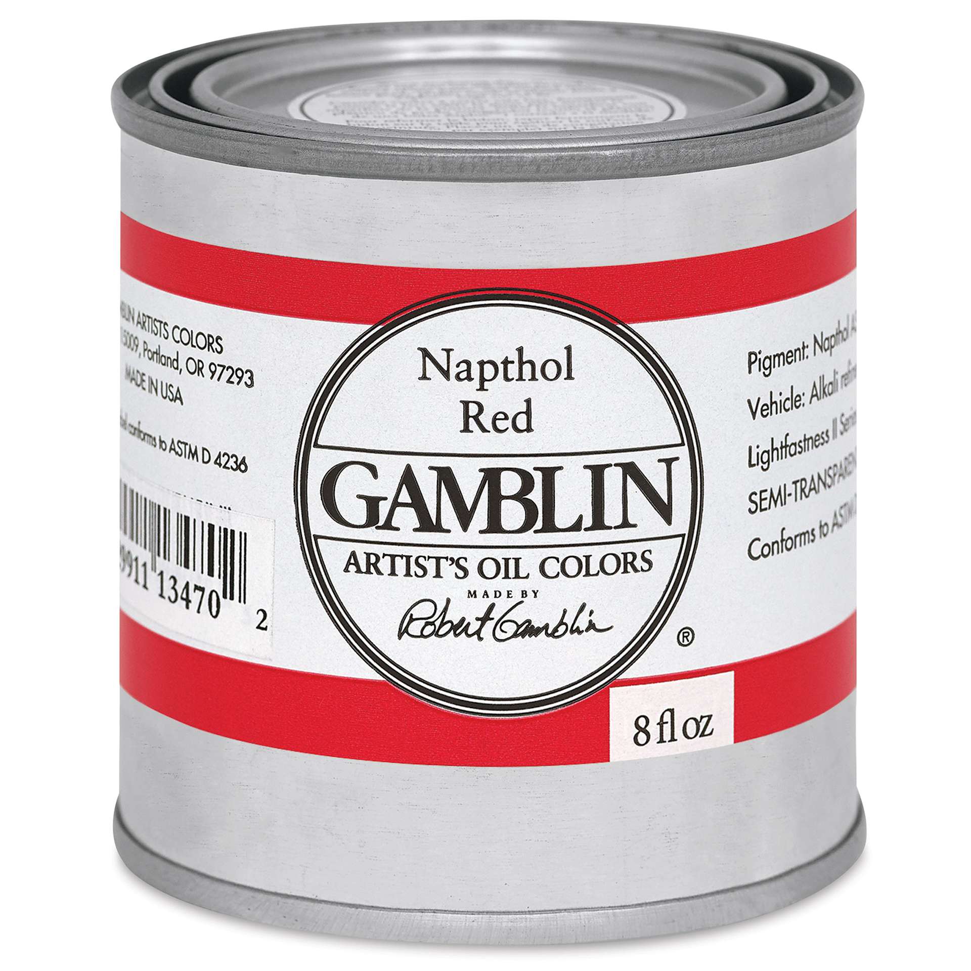 Gamblin Artist's Oil Color - Naphthol Red, 8 oz Can