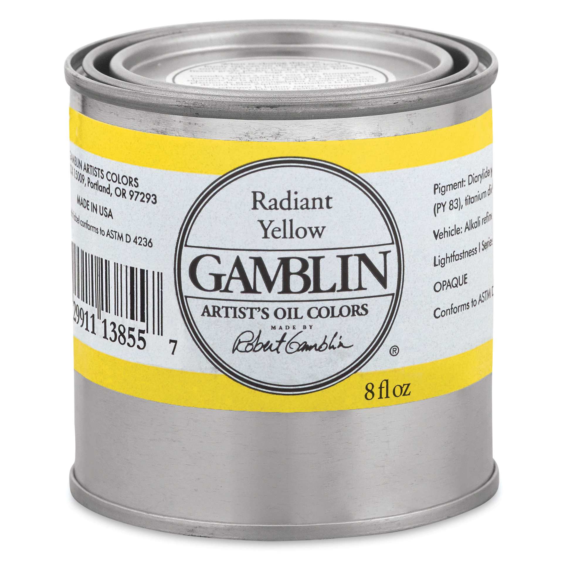 Gamblin Artist's Oil Color - Radiant Yellow, 8 oz Can