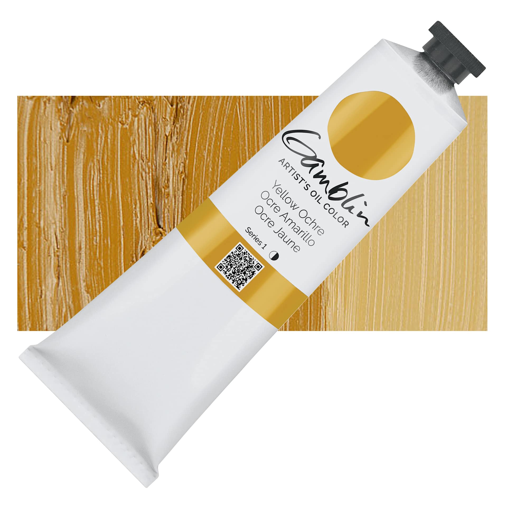 Gamblin Artist's Oil Color - Yellow Ochre, 150 ml tube and swatch