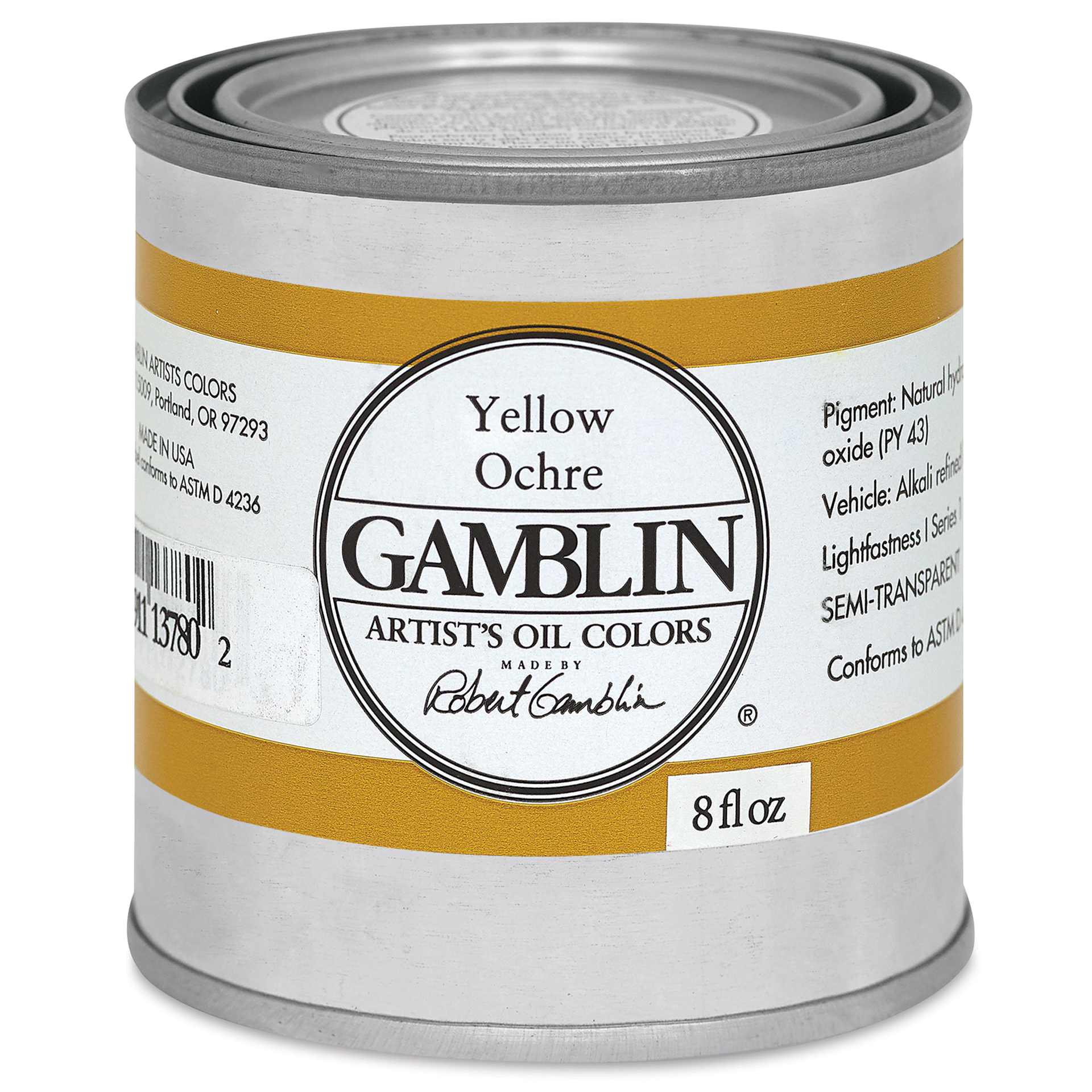 Gamblin Artist's Oil Color - Yellow Ochre, 8 oz Can