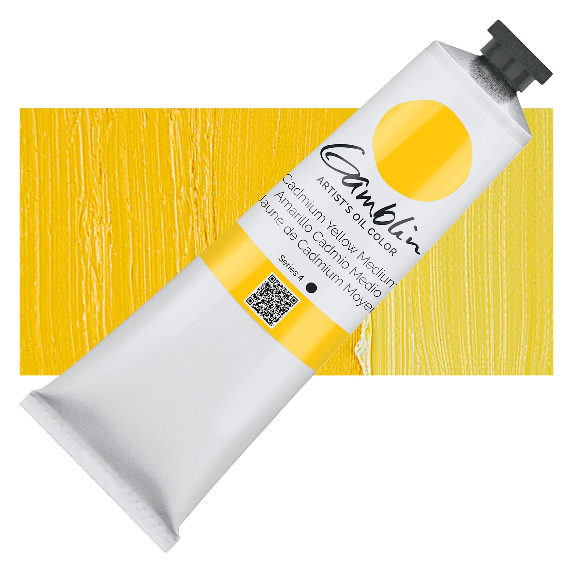 Gamblin Artist's Oil Color - Cadmium Yellow Medium, 150 ml tube and swatch