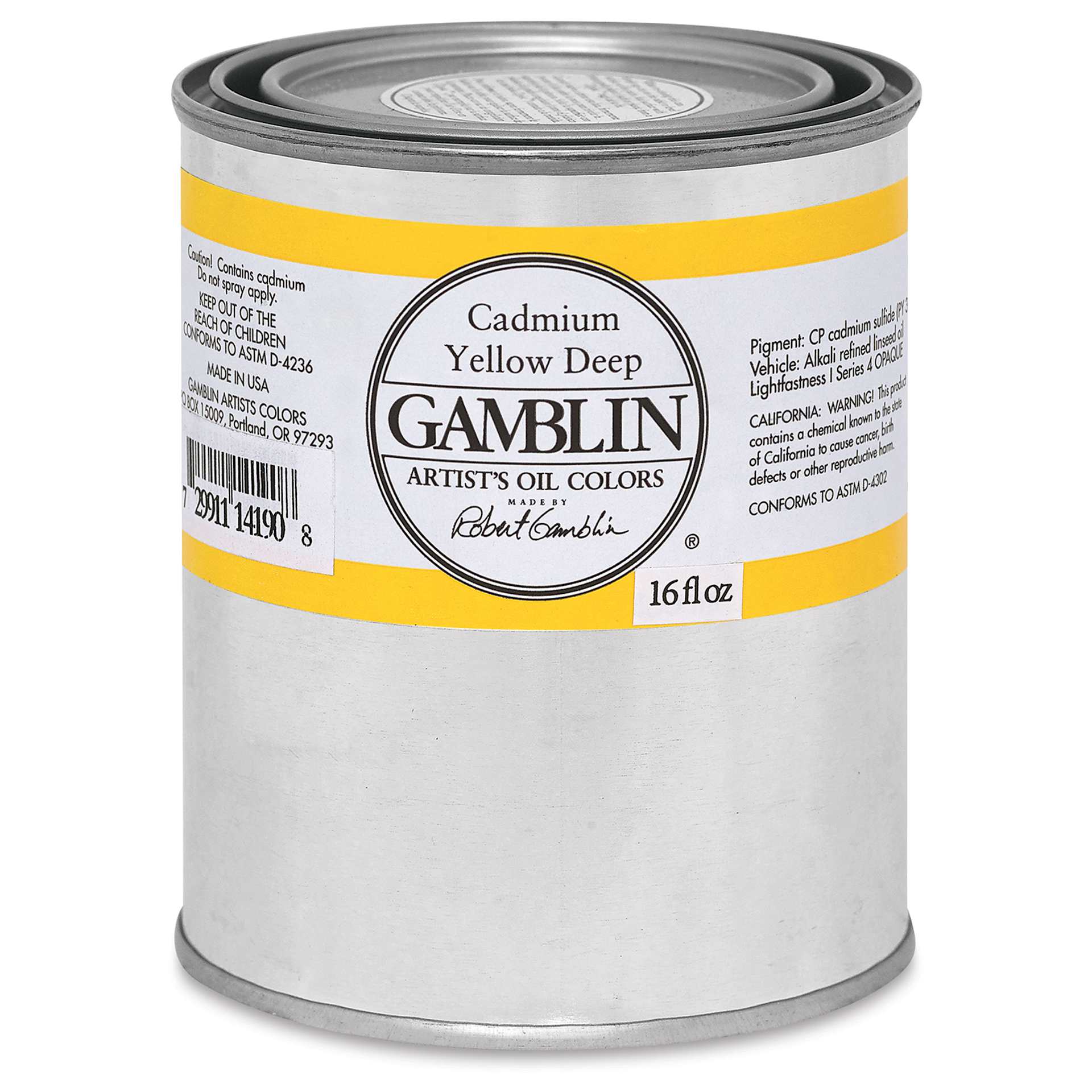 Gamblin Artist's Oil Color - Cadmium Yellow Deep, 16 oz Can