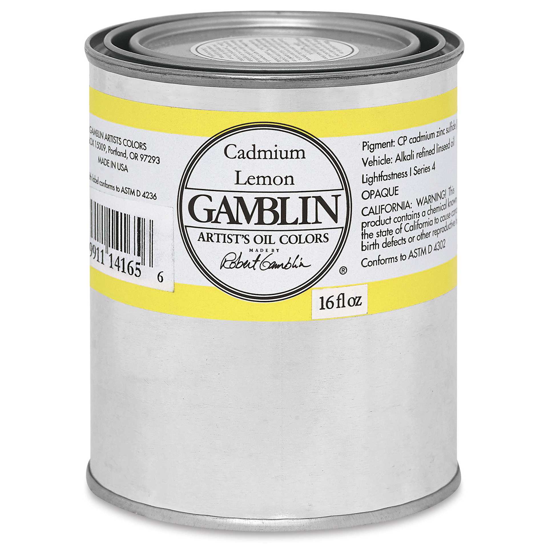 Gamblin Artist's Oil Color - Cadmium Lemon, 16 oz Can