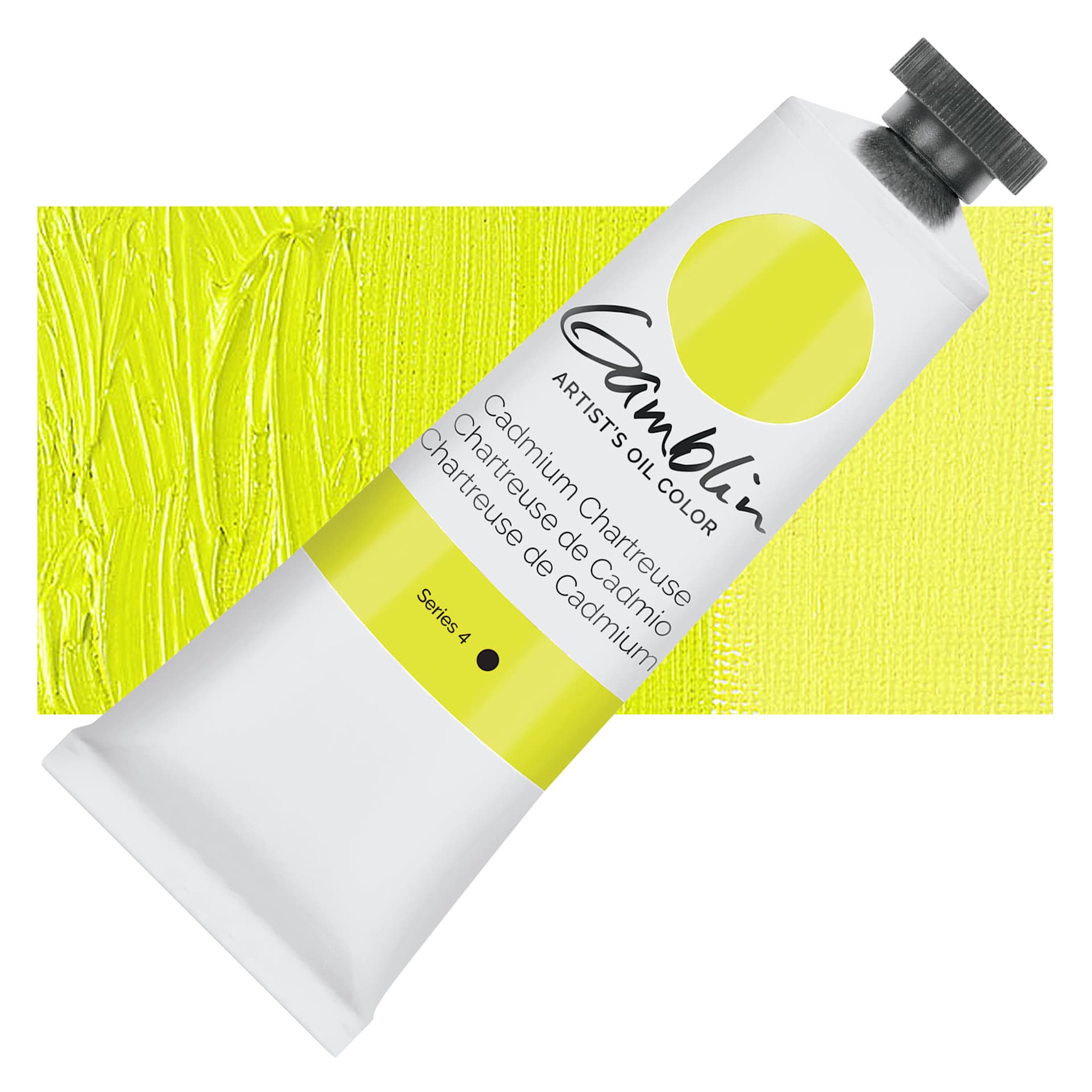 Gamblin Artist's Oil Color - Cadmium Chartreuse, 37 ml tube and swatch