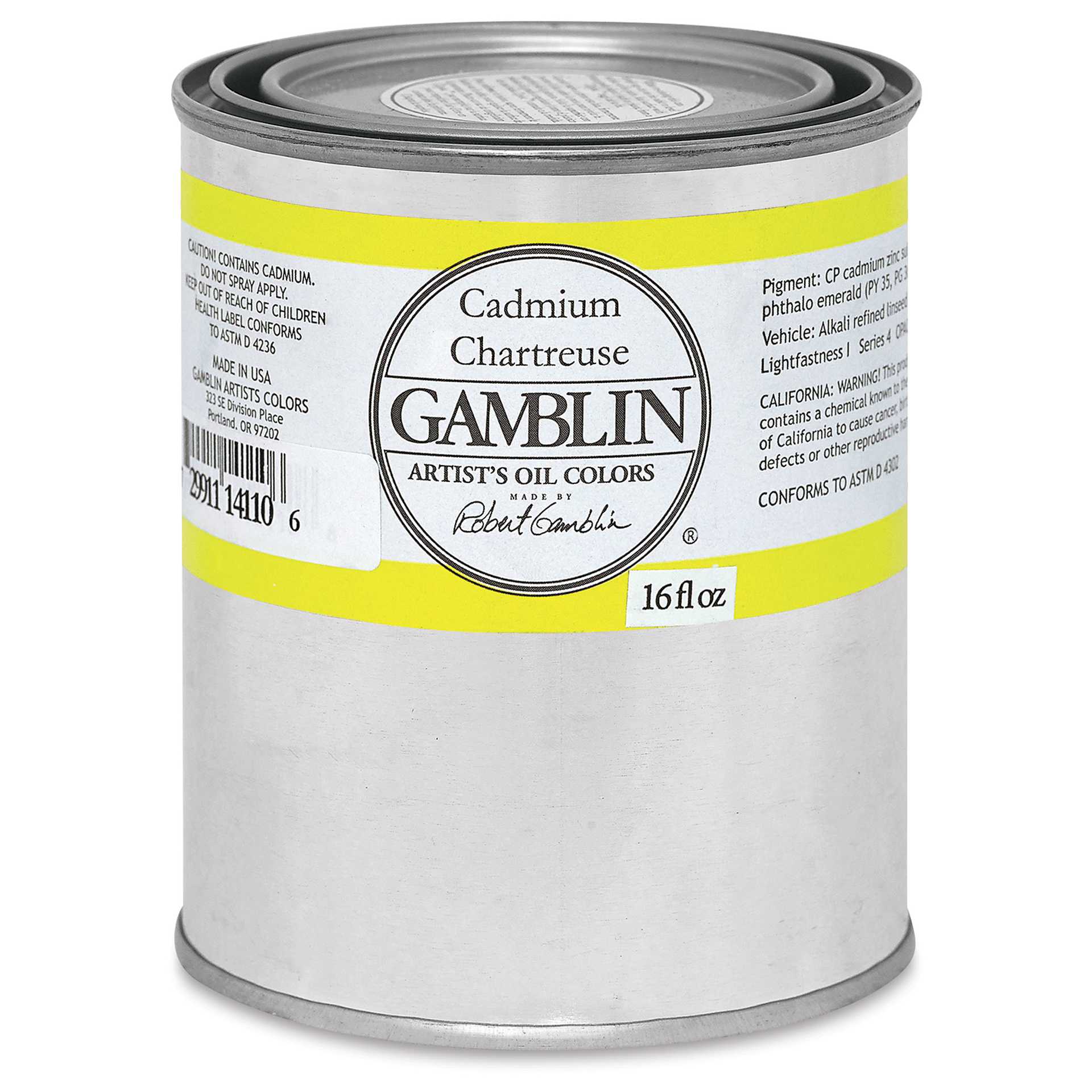 Gamblin Artist's Oil Color - Cadmium Chartreuse, 16 oz can