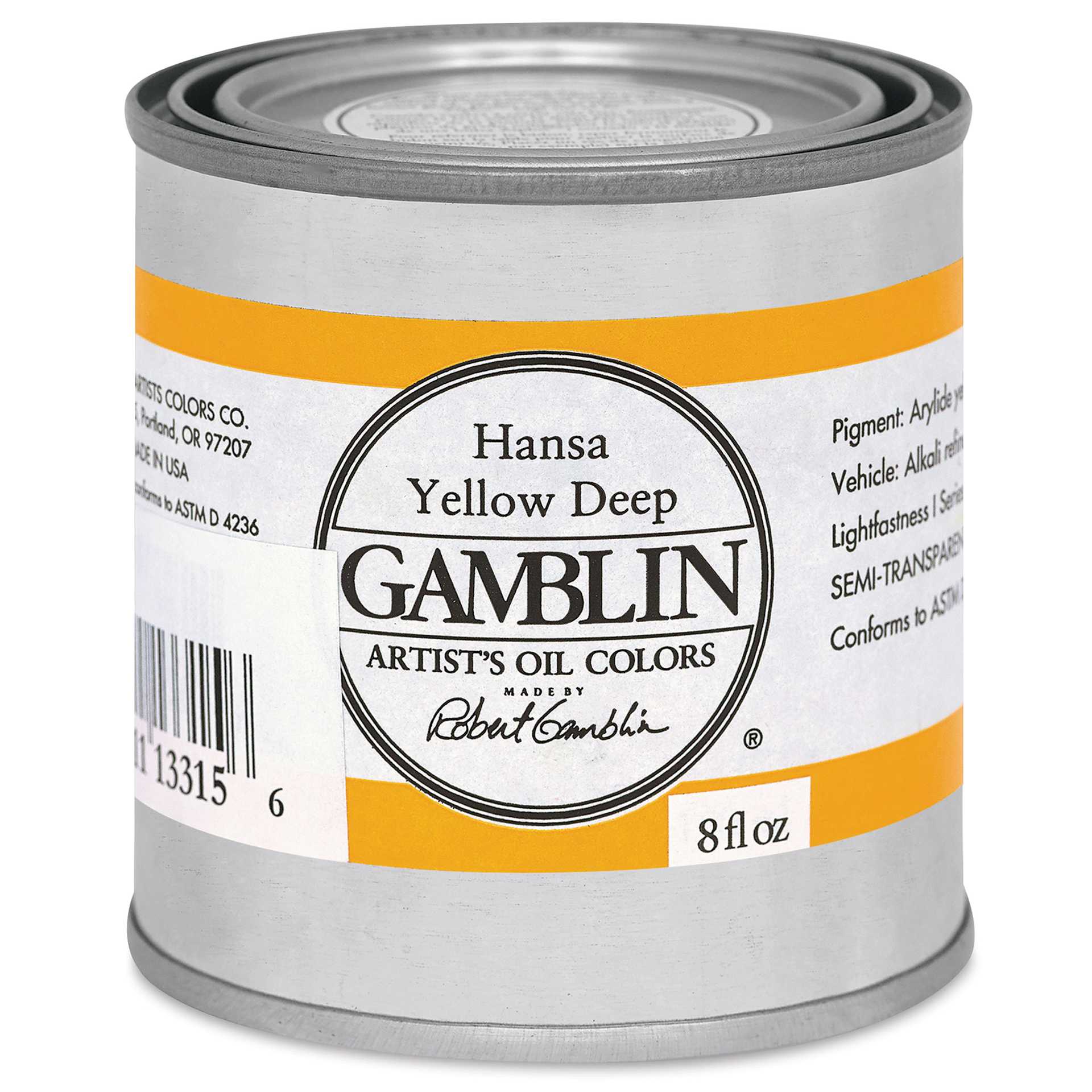 Gamblin Artist's Oil Color - Hansa Yellow Deep, 8 oz Can