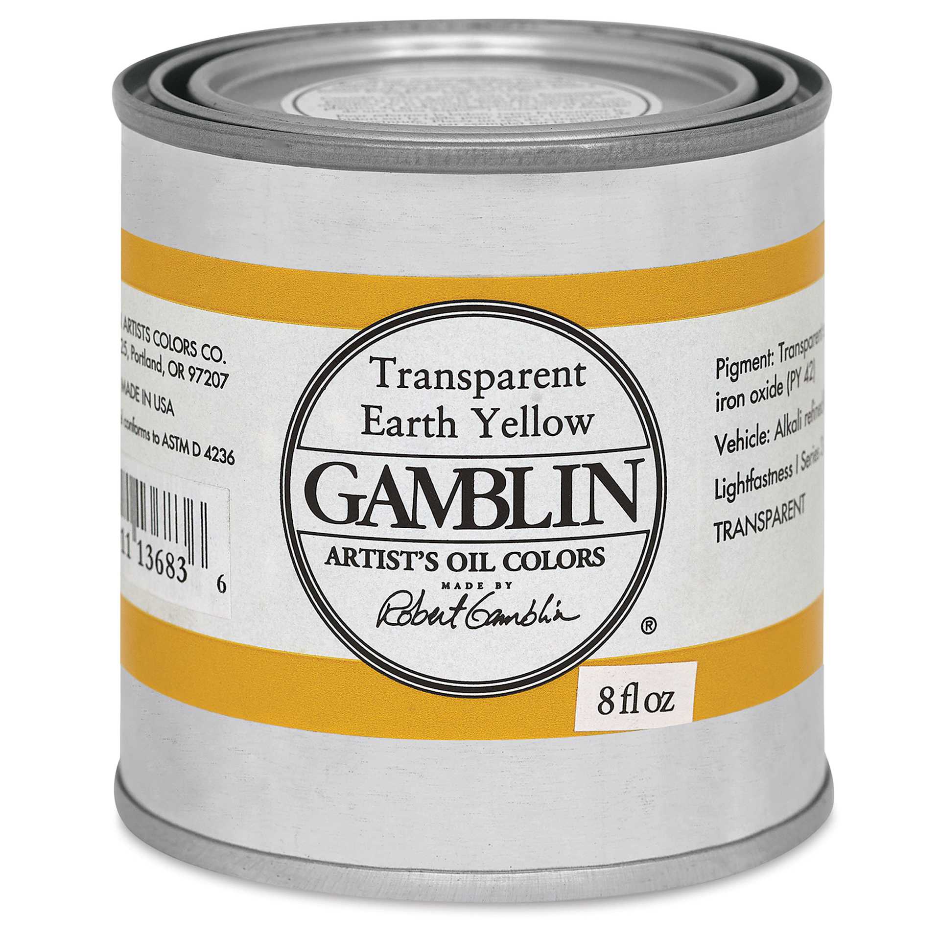 Gamblin Artist's Oil Color - Transparent Earth Yellow, 8 oz Can