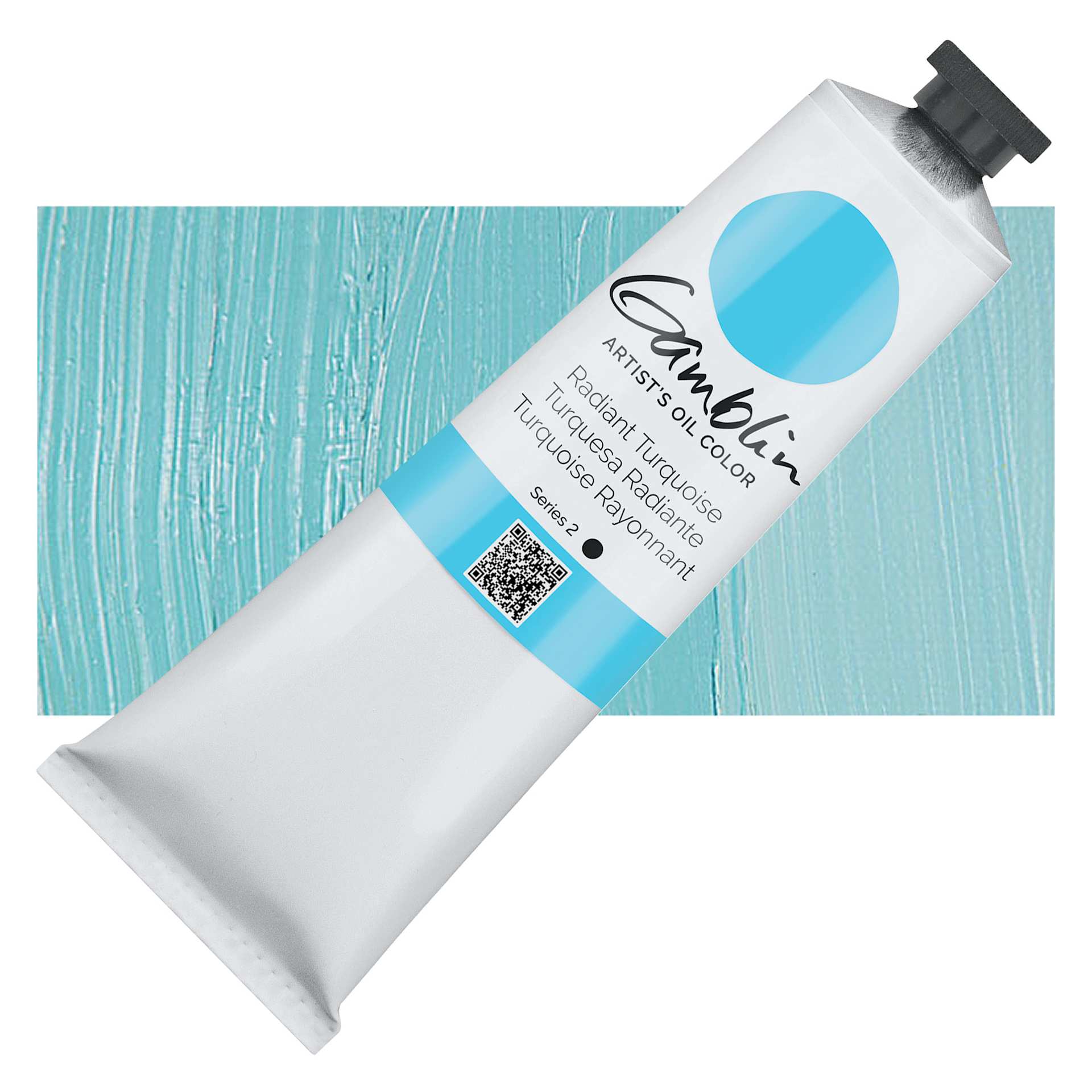 Gamblin Artist's Oil Color - Radiant Turquoise, 150 ml tube and swatch