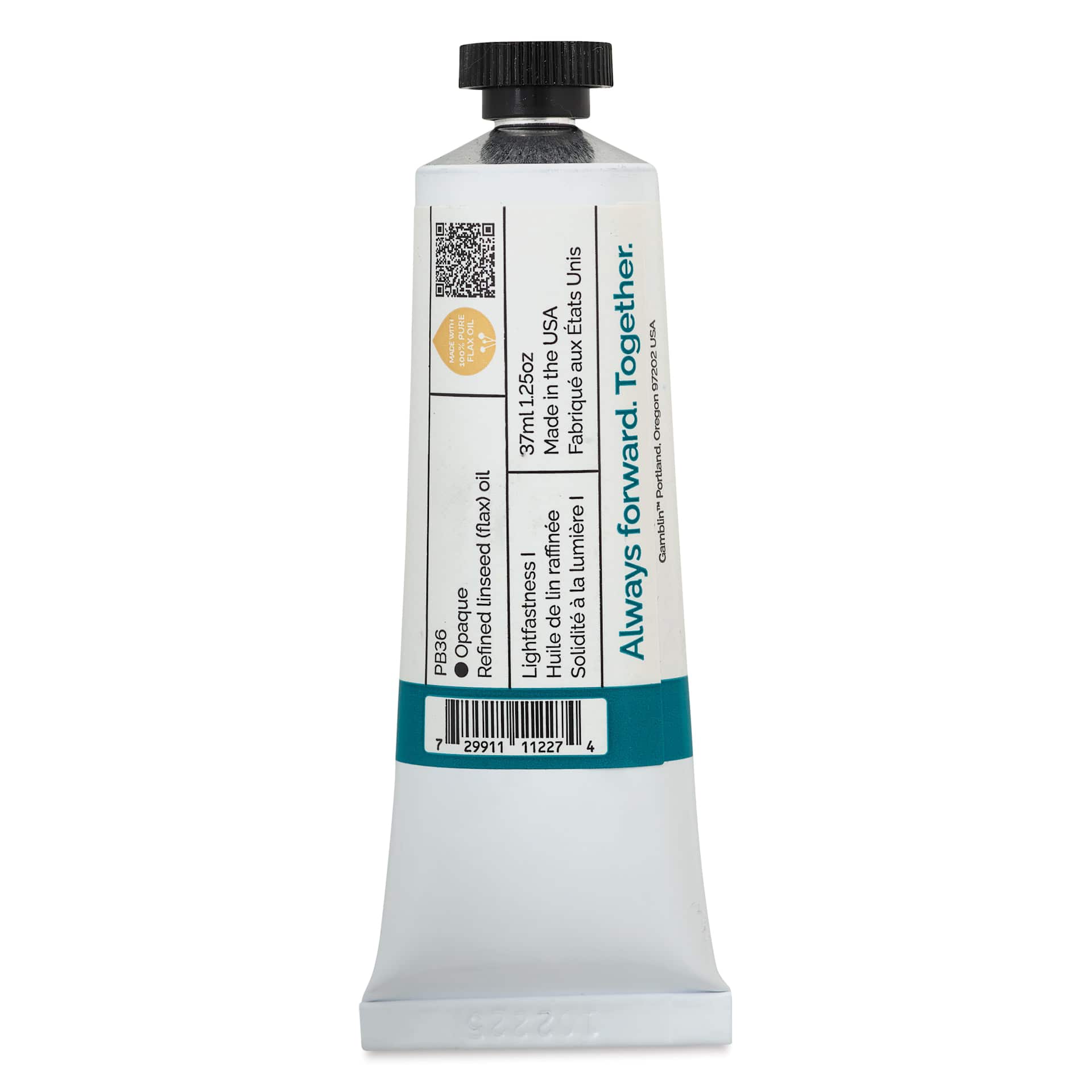 Back of Gamblin Artist's Oil Color - Cobalt Turquoise, 37 ml tube