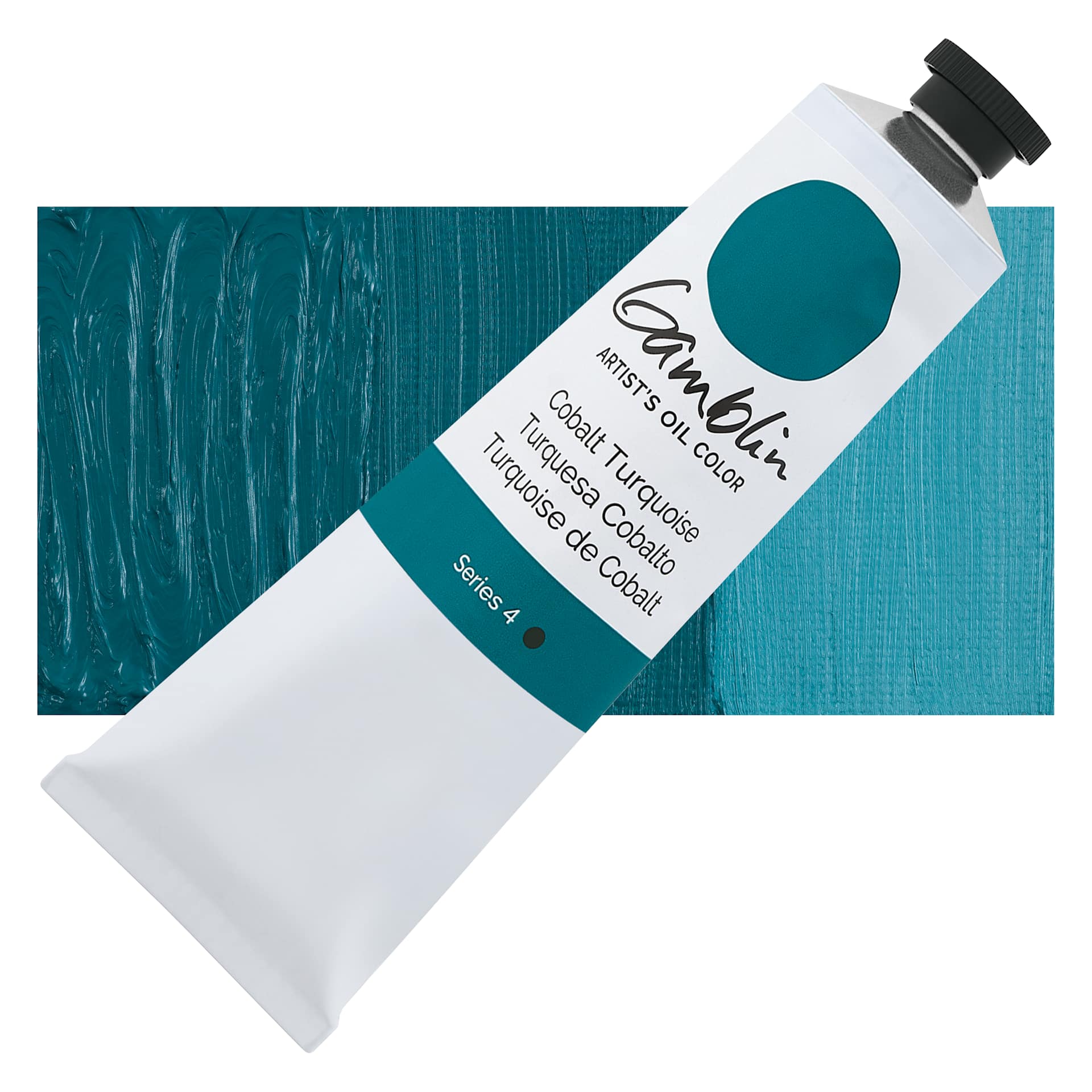 Gamblin Artist's Oil Color - Cobalt Turquoise, 150 ml tube and swatch