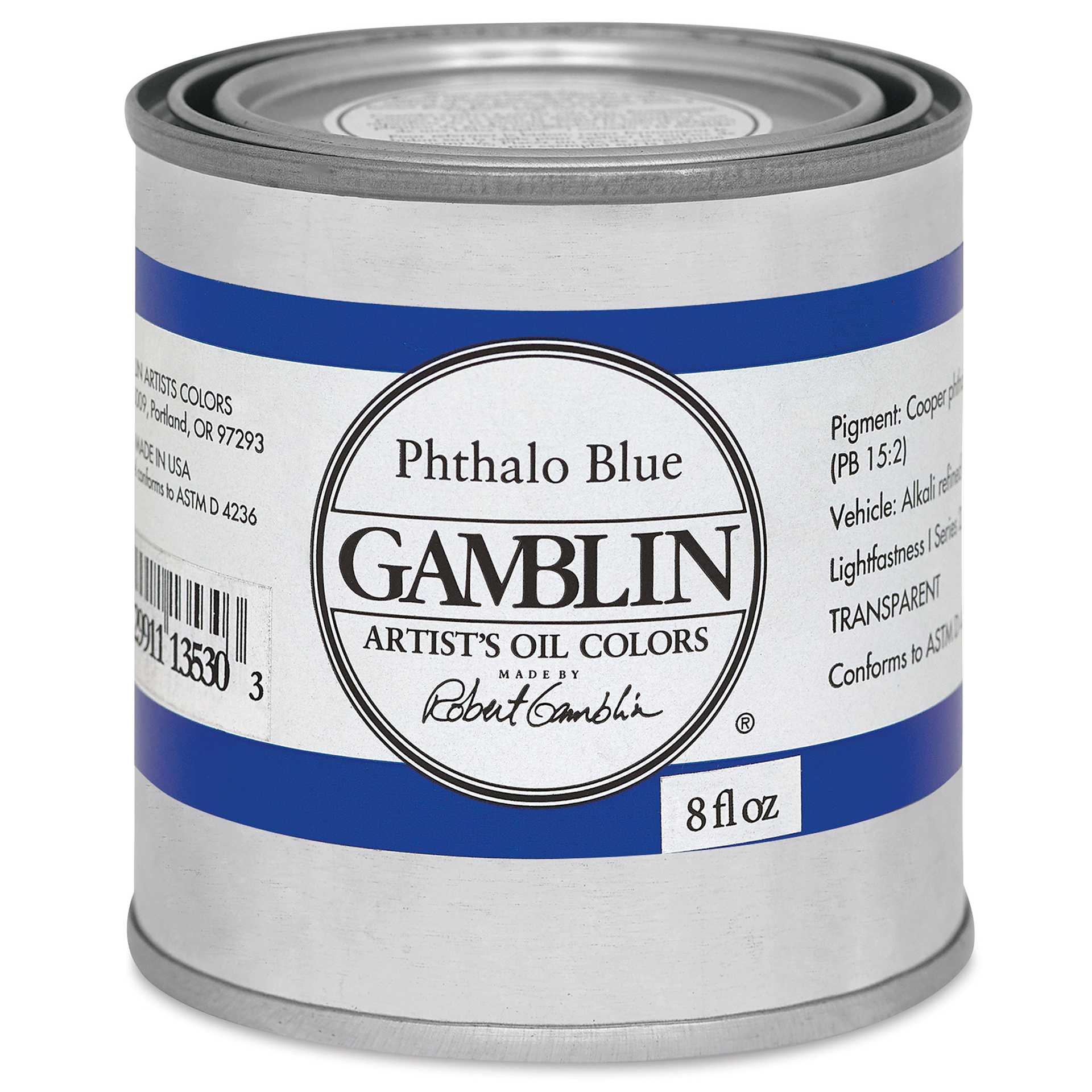 Gamblin Artist's Oil Color - Phthalo Blue, 8 oz Can