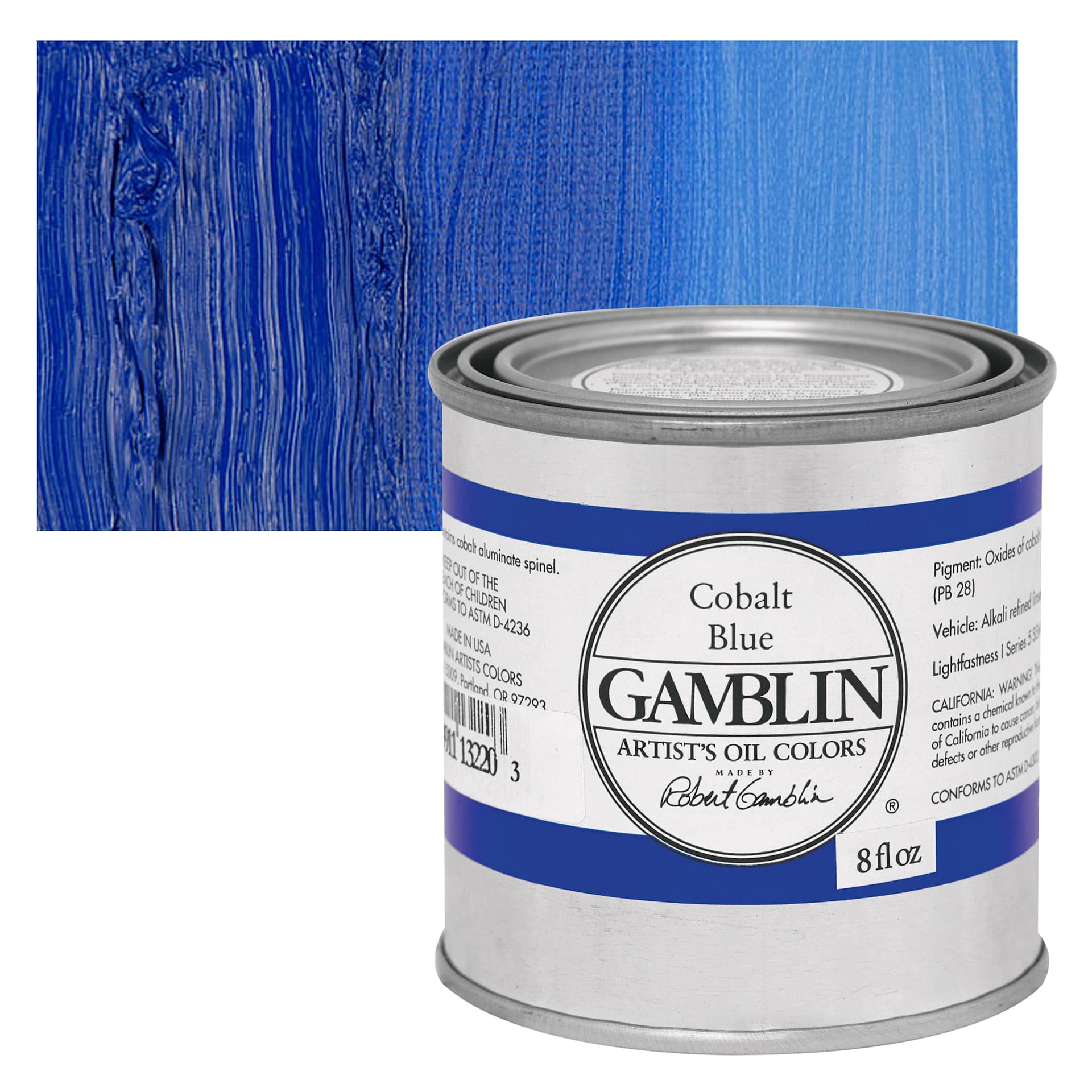 Gamblin Artist's Oil Color - Cobalt Blue, 8 oz Can and swatch