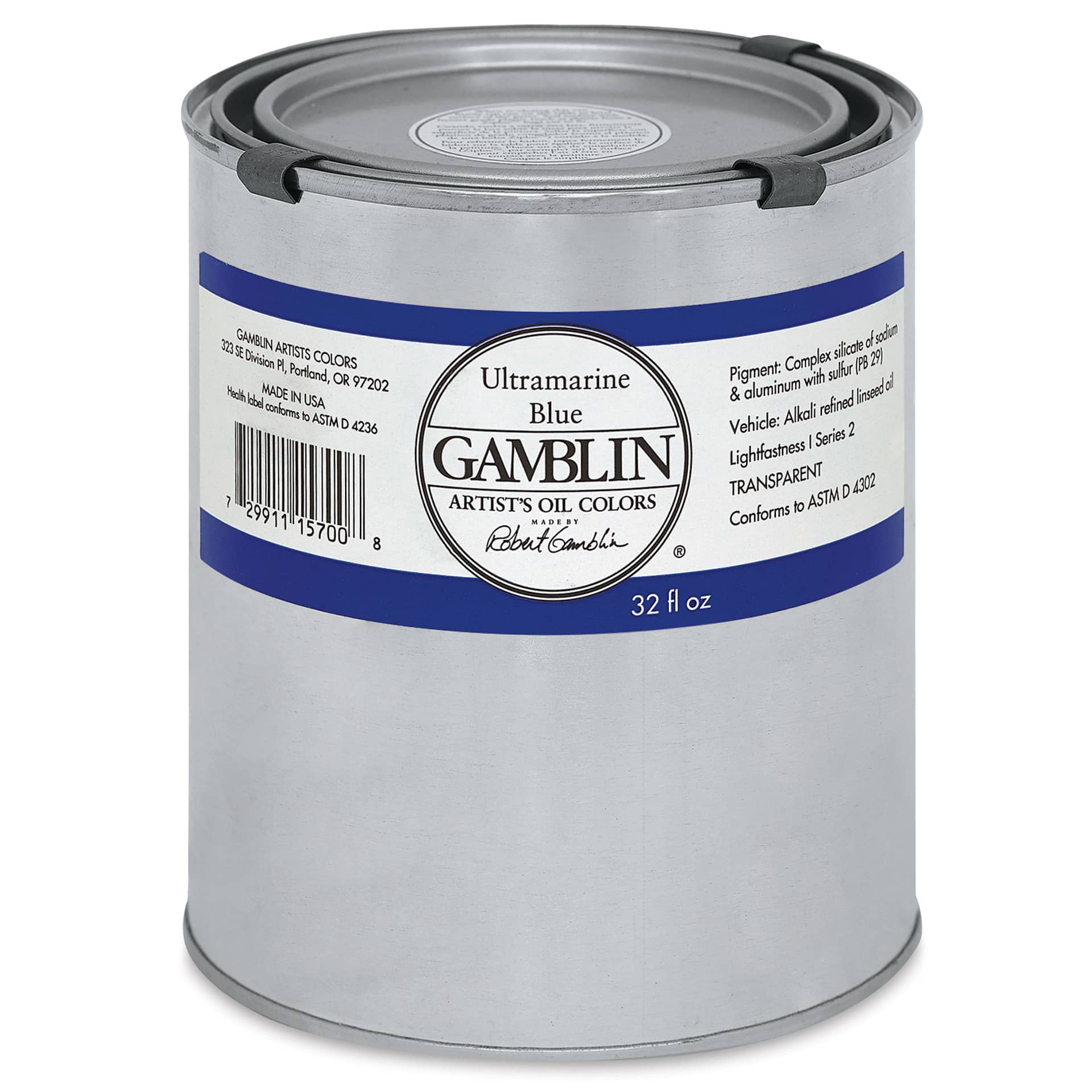 Gamblin Artist's Oil Color - Ultramarine Blue, 32 oz Can