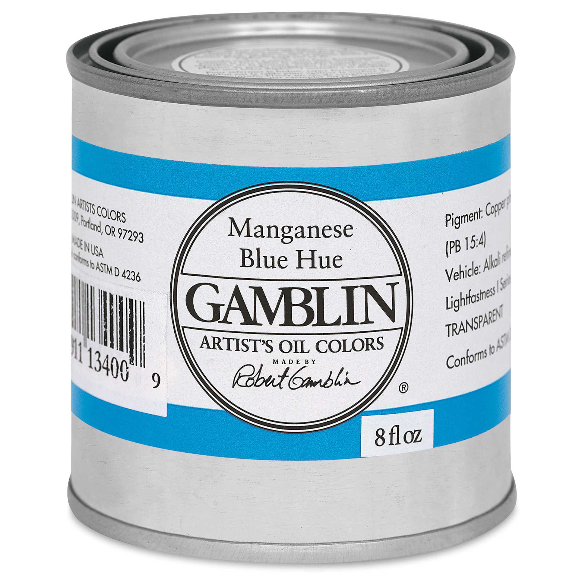Gamblin Artist's Oil Color - Manganese Blue Hue, 8 oz Can