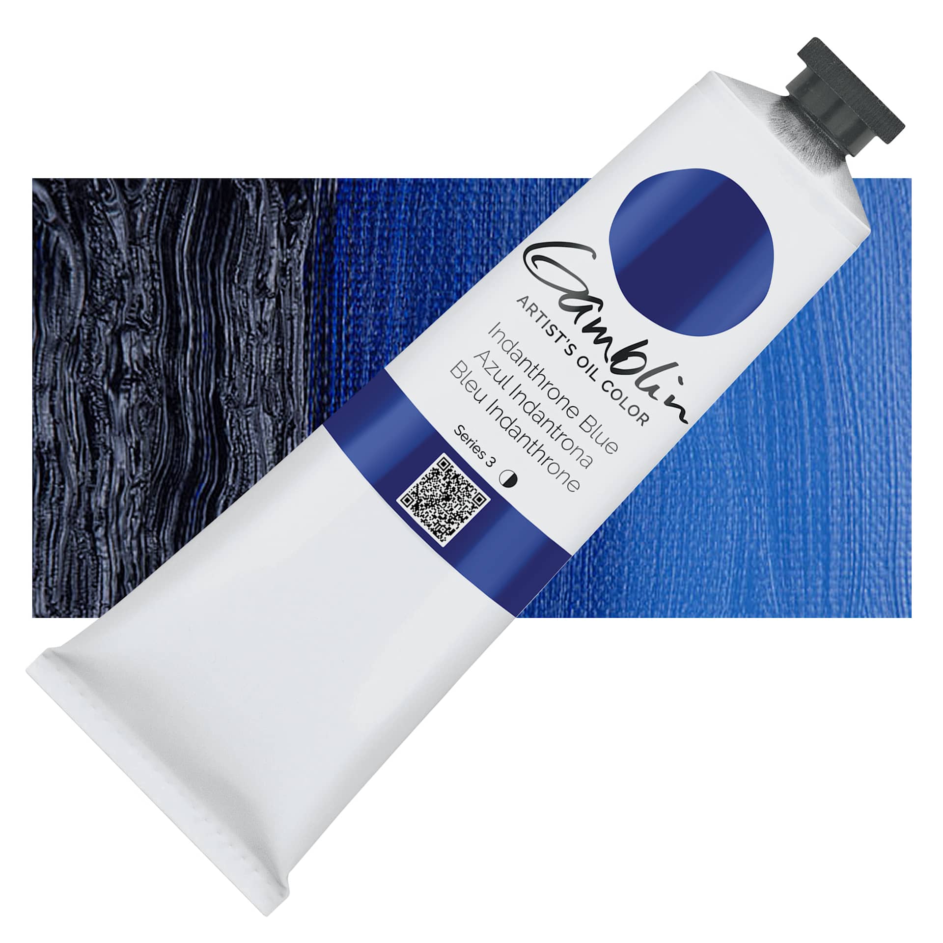 Gamblin Artist's Oil Color - Indanthrone Blue, 150 ml tube and swatch