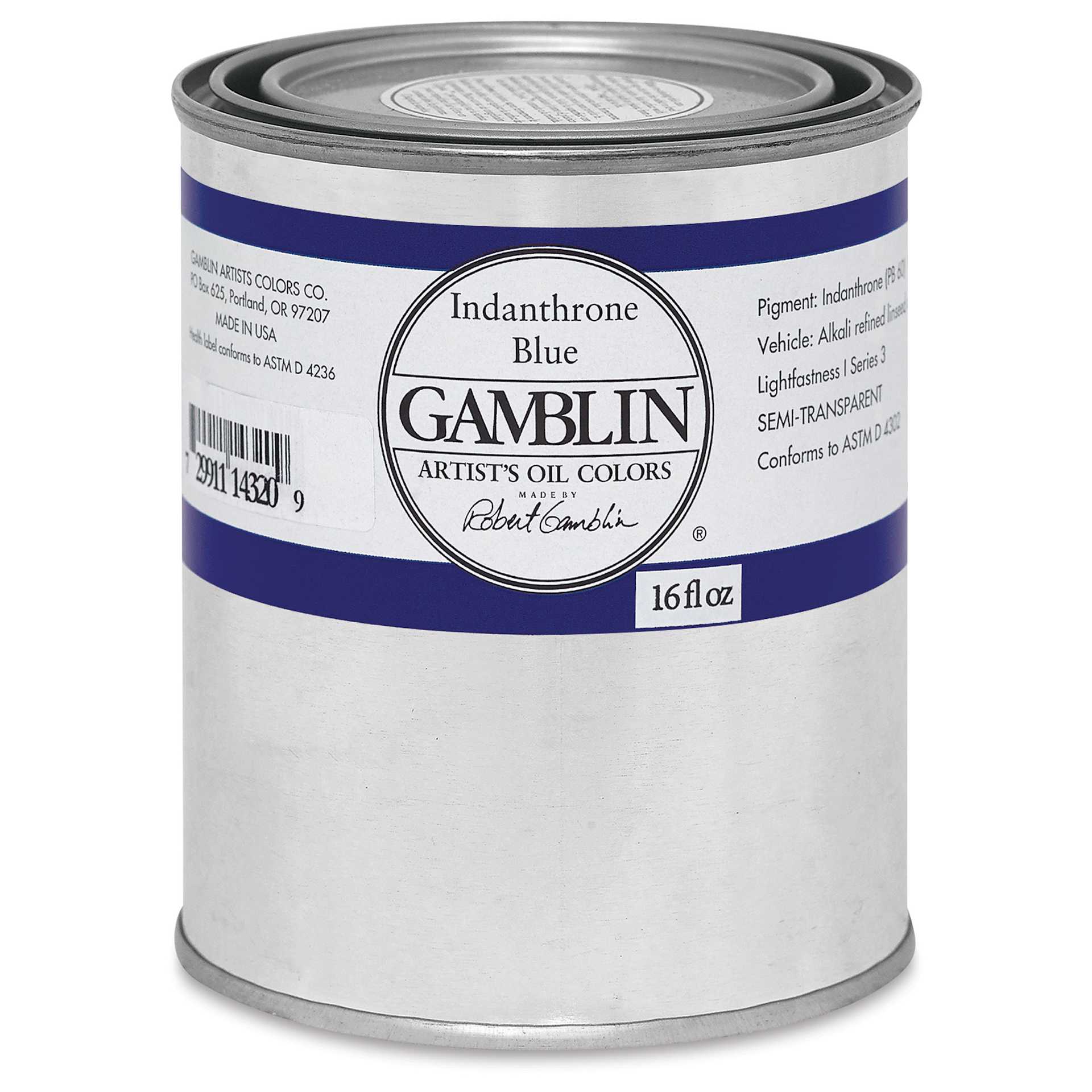 Gamblin Artist's Oil Color - Indanthrone Blue, 16 oz Can