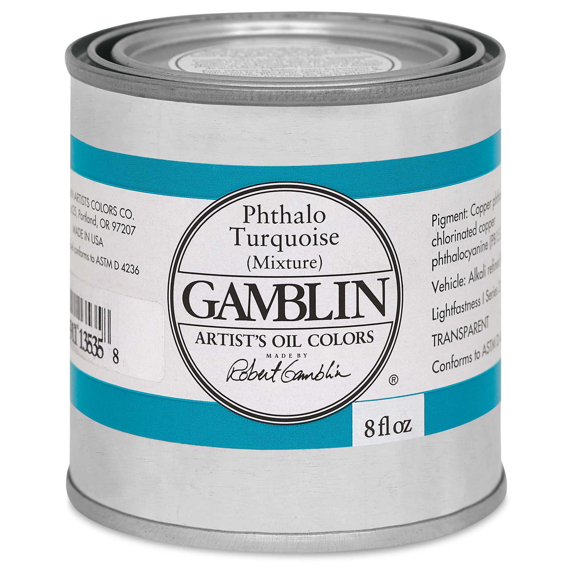Gamblin Artist's Oil Color - Phthalo Turquoise, 8 oz Can
