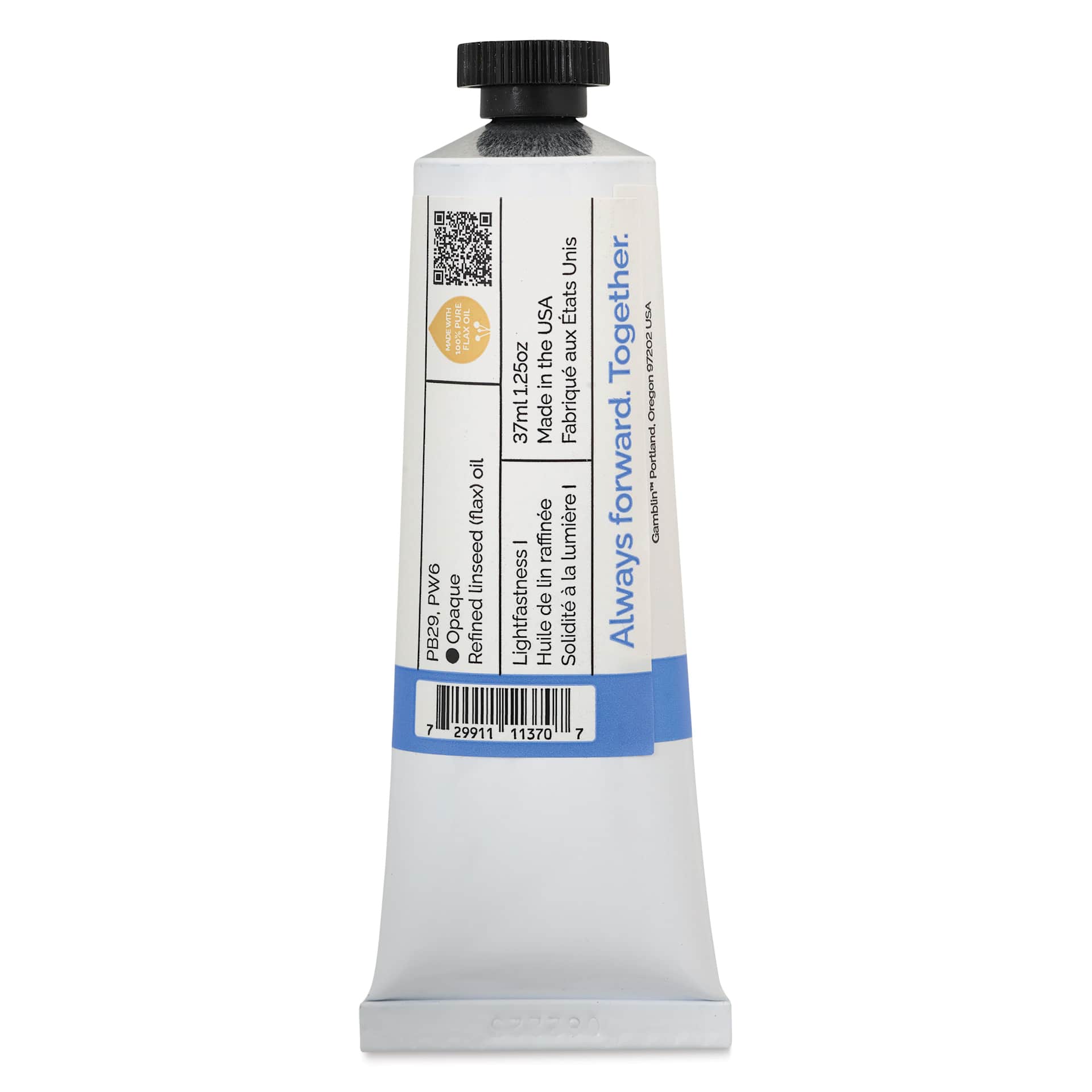 Back of Gamblin Artist's Oil Color - Kings Blue, 37 ml tube