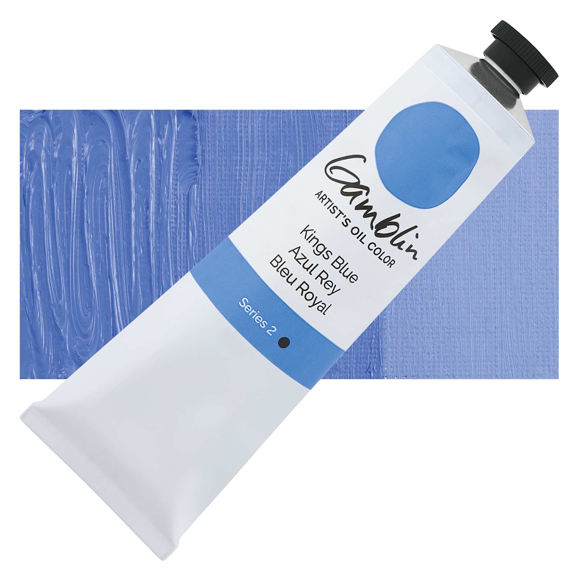 Gamblin Artist's Oil Color - Kings Blue, 150 ml tube and swatch