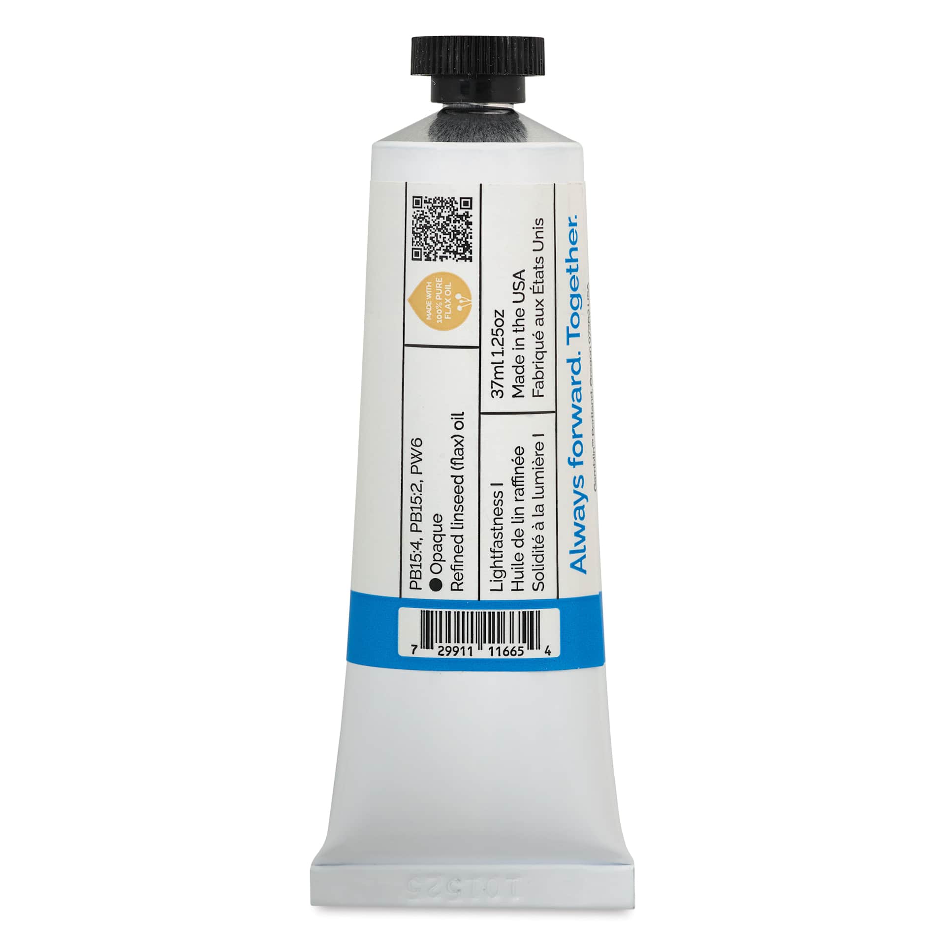 Back of Gamblin Artist's Oil Color - Sevres Blue, 37 ml tube