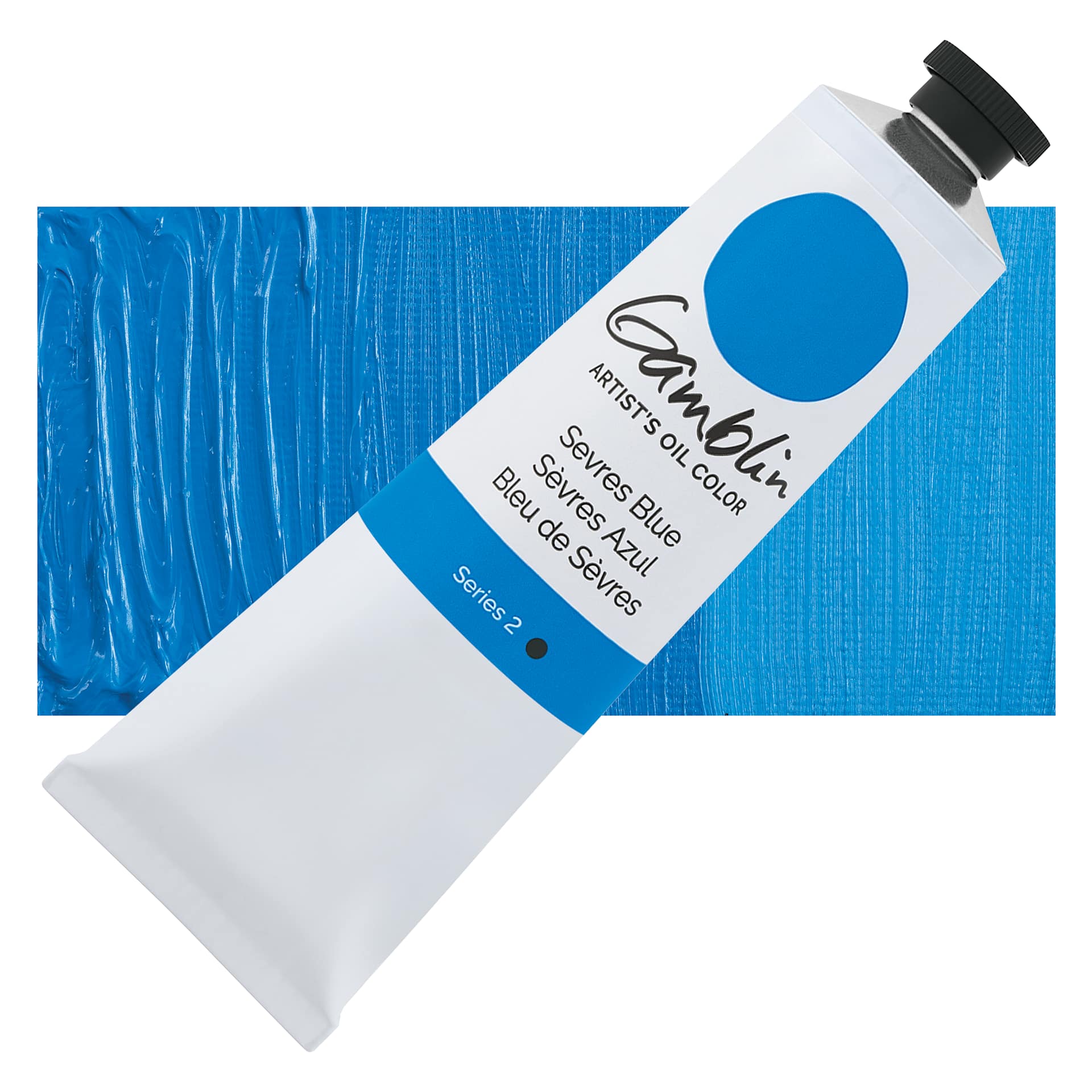 Gamblin Artist's Oil Color - Sevres Blue, 150 ml tube and swatch
