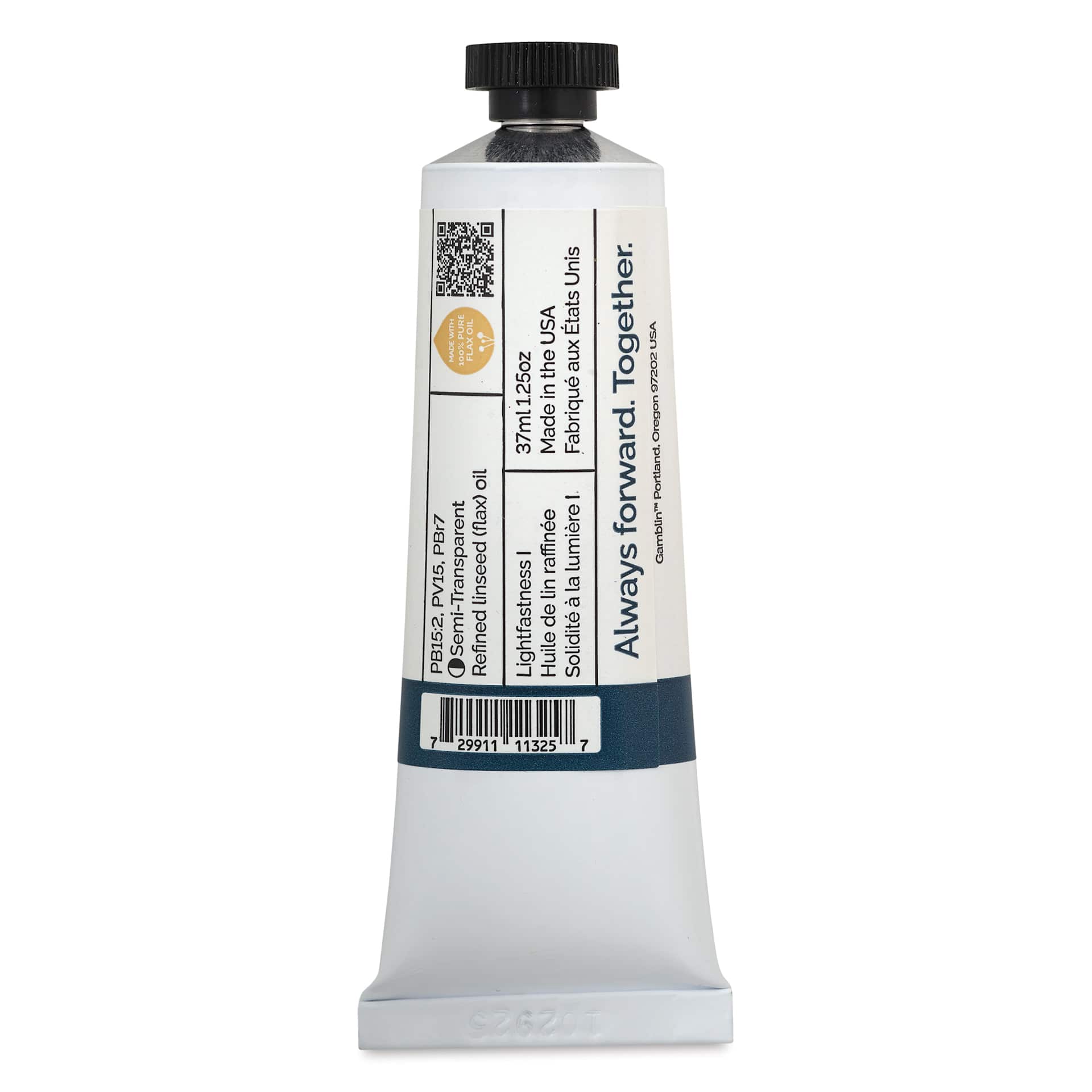 Back of Gamblin Artist's Oil Color - Indigo, 37 ml tube