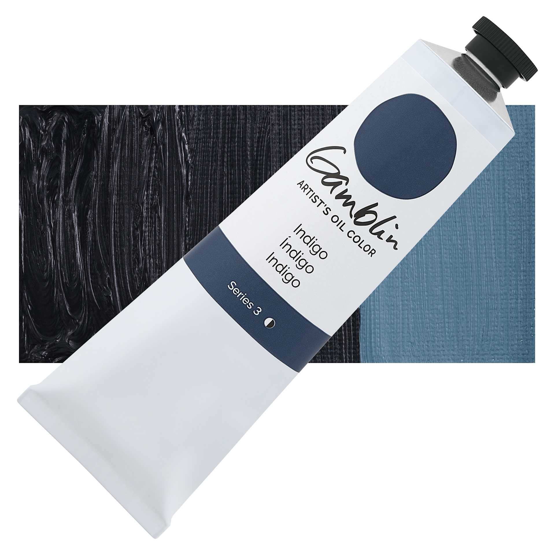 Gamblin Artist's Oil Color - Indigo, 150 ml tube and swatch