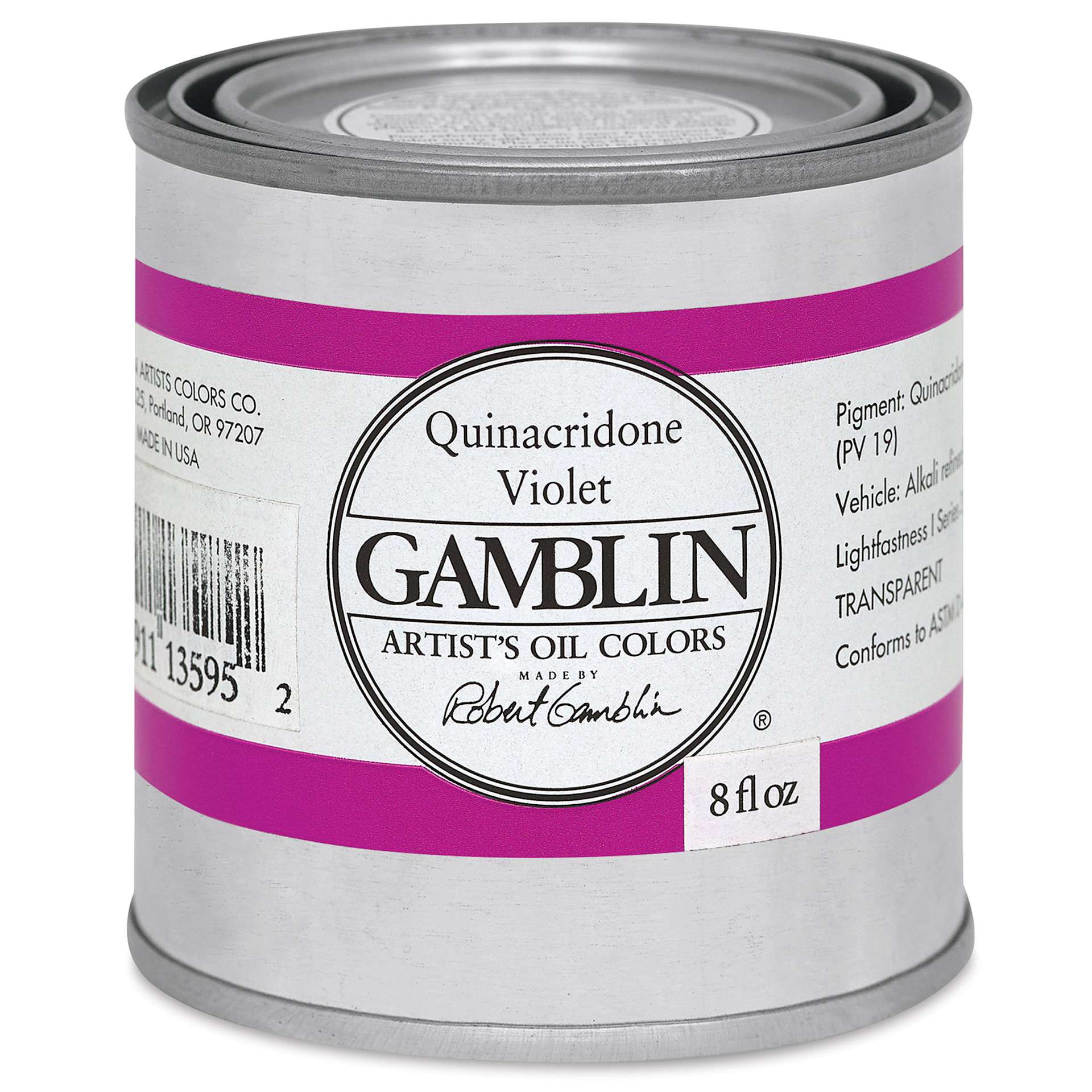 Gamblin Artist's Oil Color - Quinacridone Violet, 8 oz Can