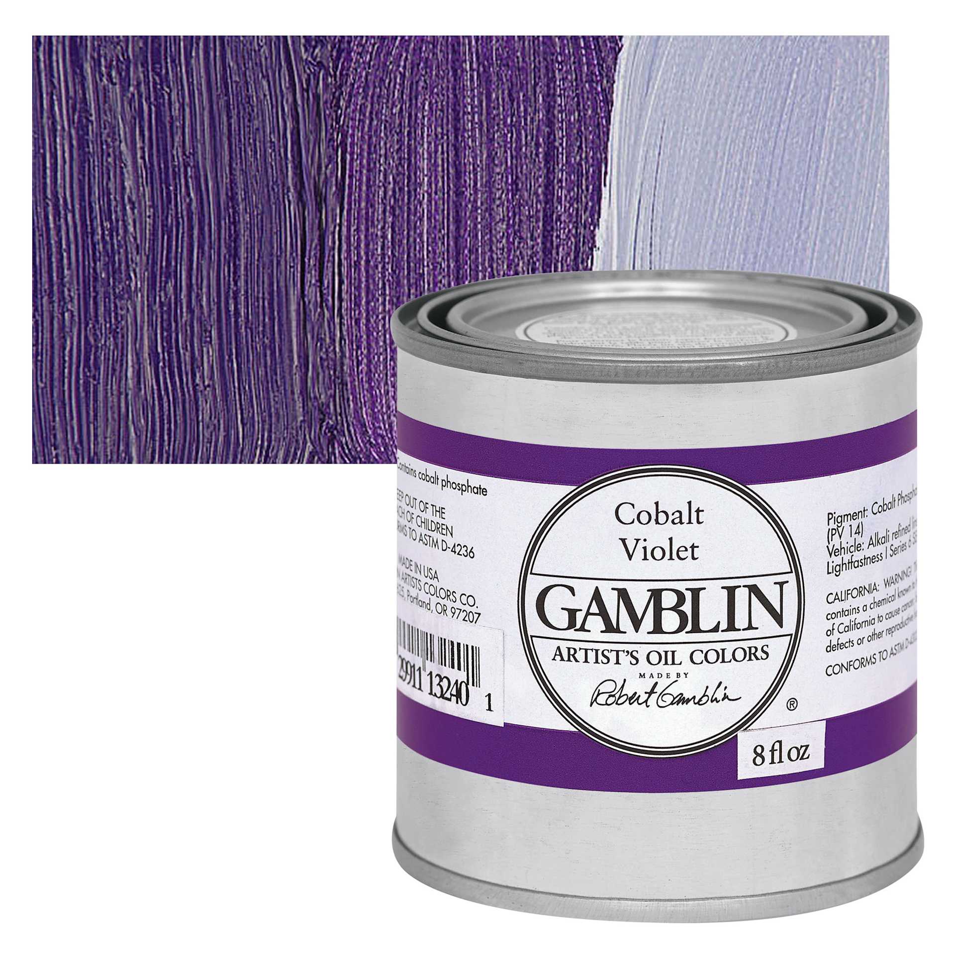 Gamblin Artist's Oil Color - Cobalt Violet, 8 oz Can and swatch