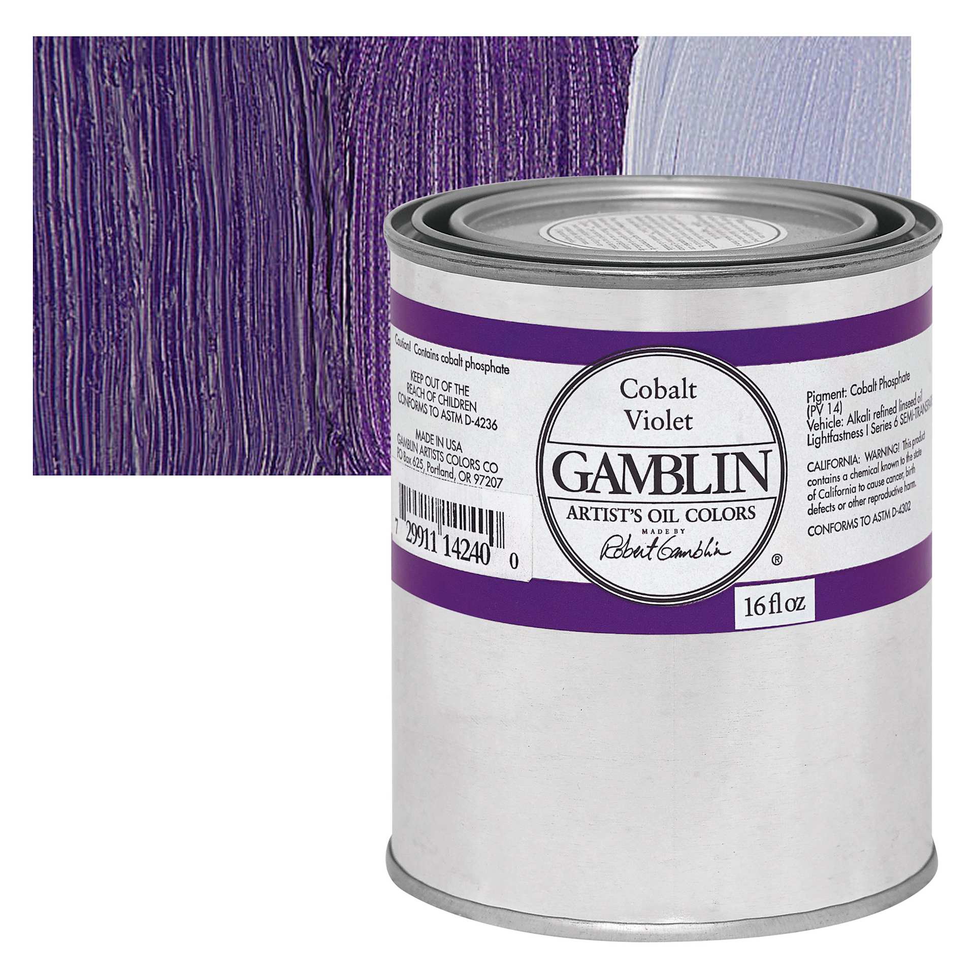 Gamblin Artist's Oil Color - Cobalt Violet, 16 oz Can and swatch