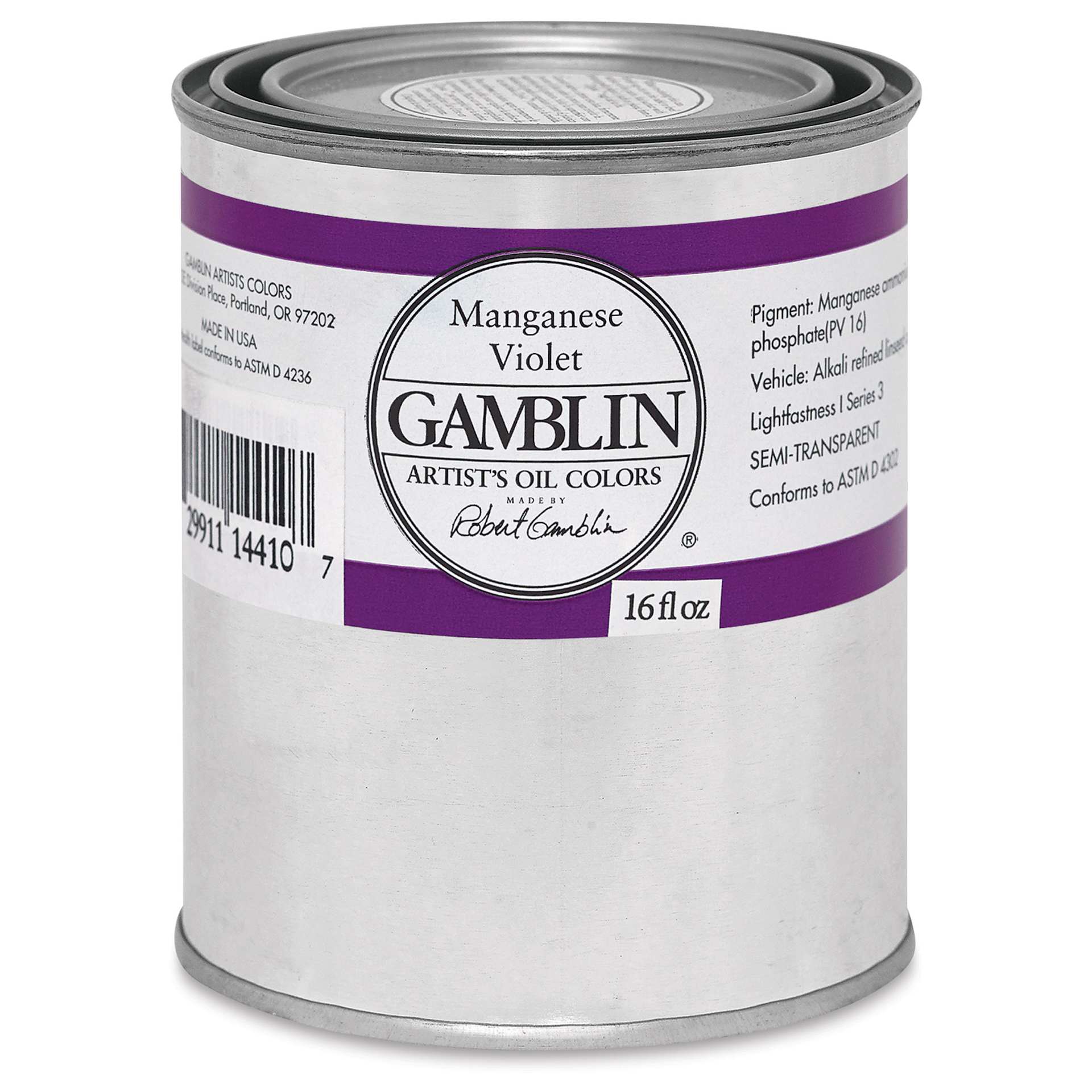 Gamblin Artist's Oil Color - Manganese Violet, 16 oz Can