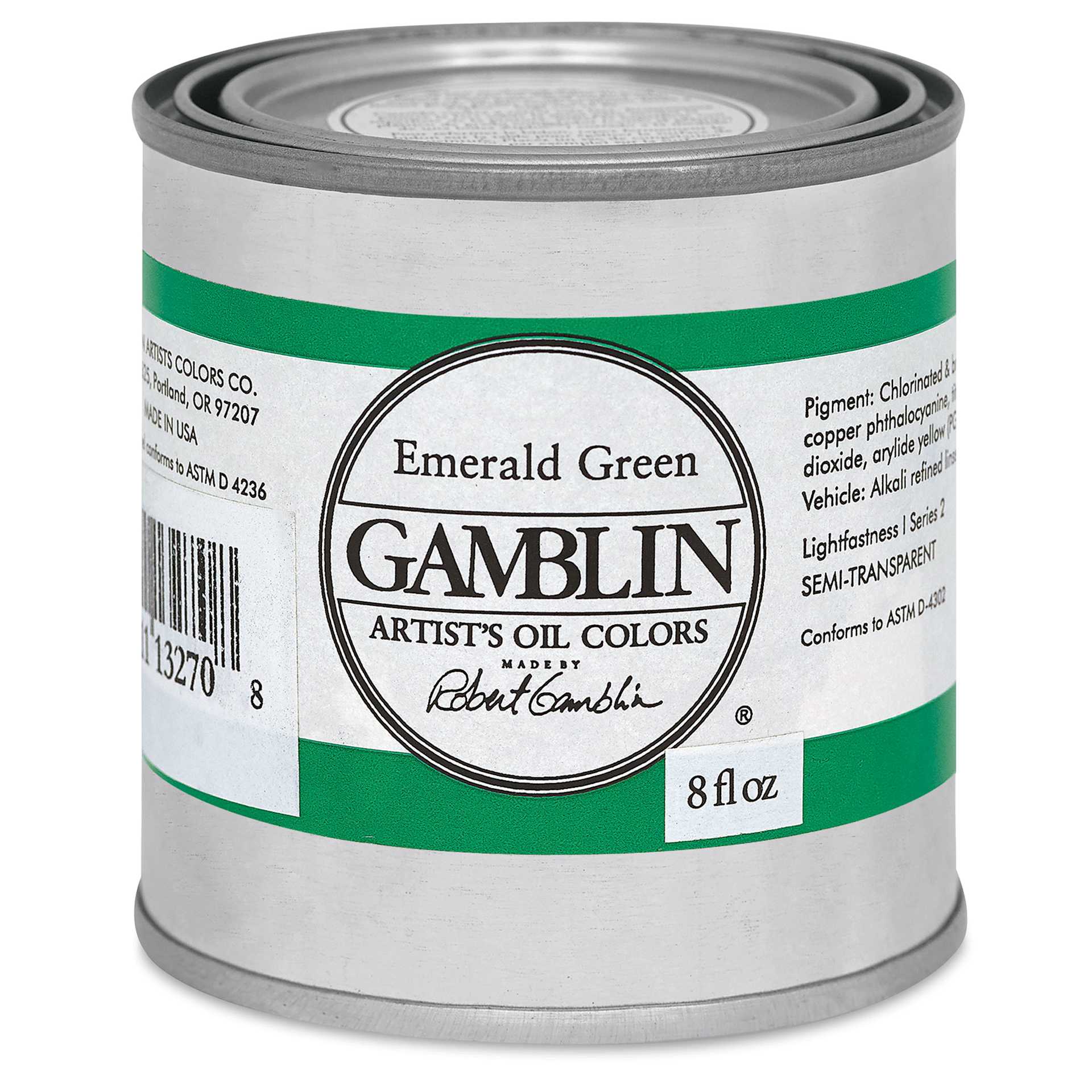 Gamblin Artist's Oil Color - Emerald Green, 8 oz Can