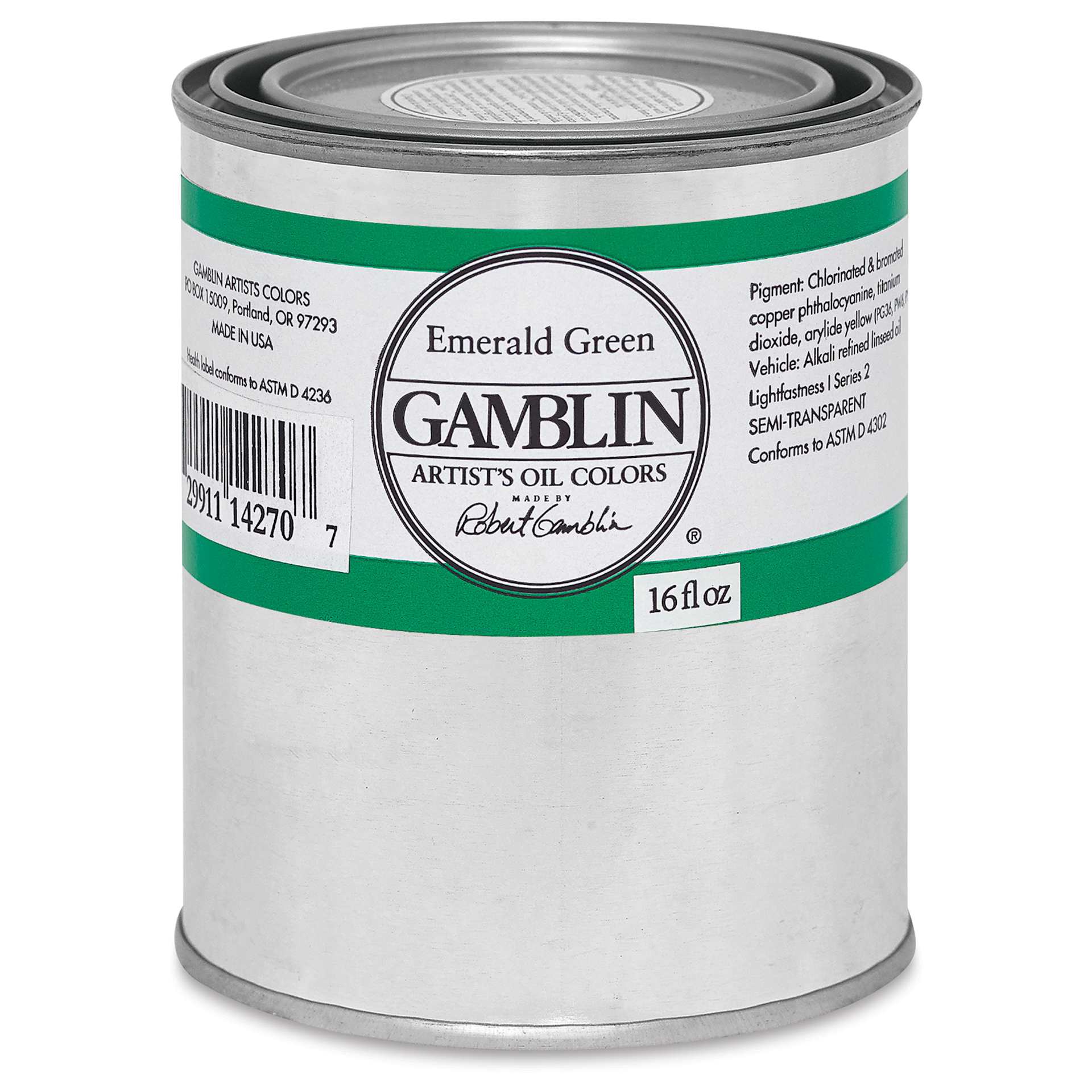 Gamblin Artist's Oil Color - Emerald Green, 16 oz Can
