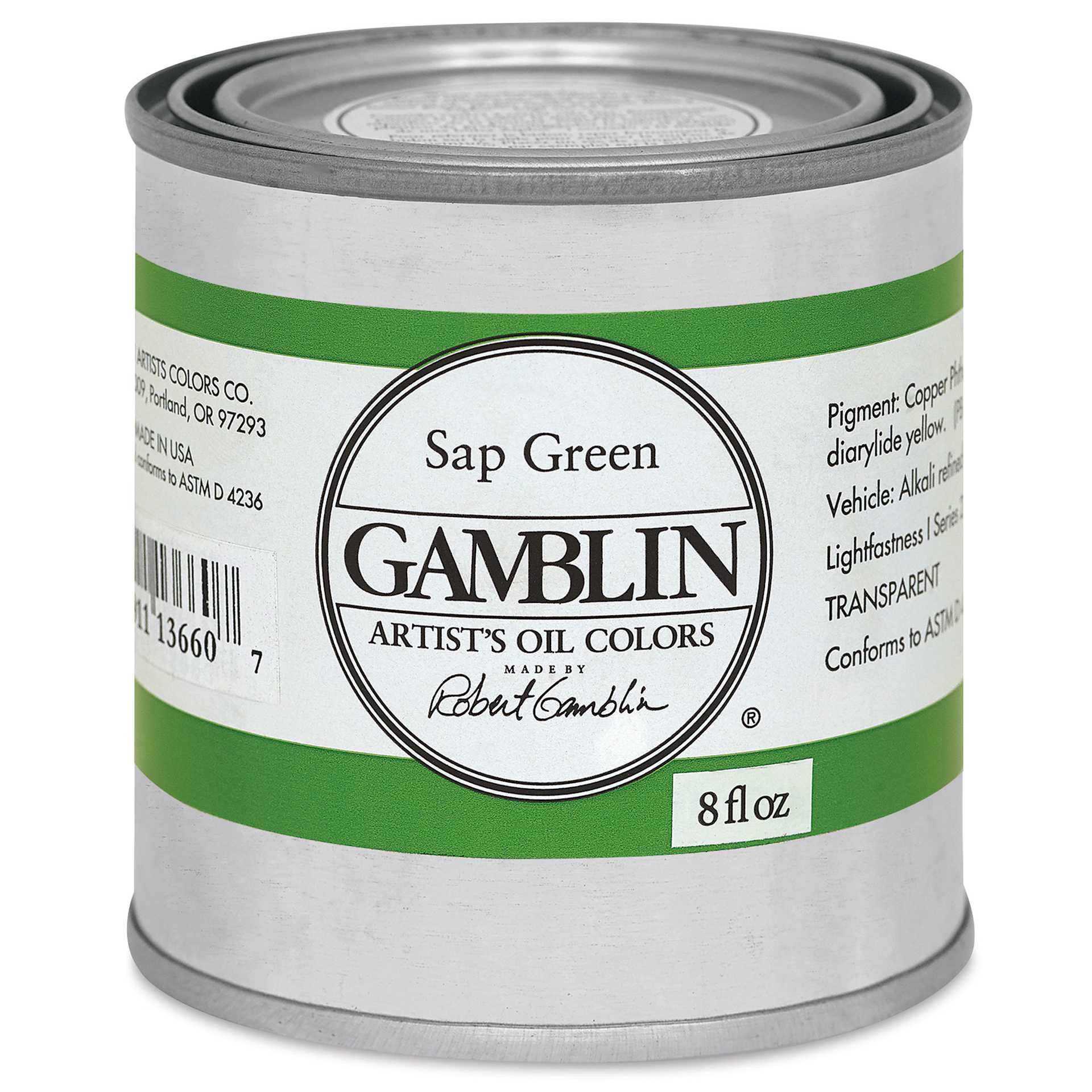 Gamblin Artist's Oil Color - Sap Green, 8 oz Can