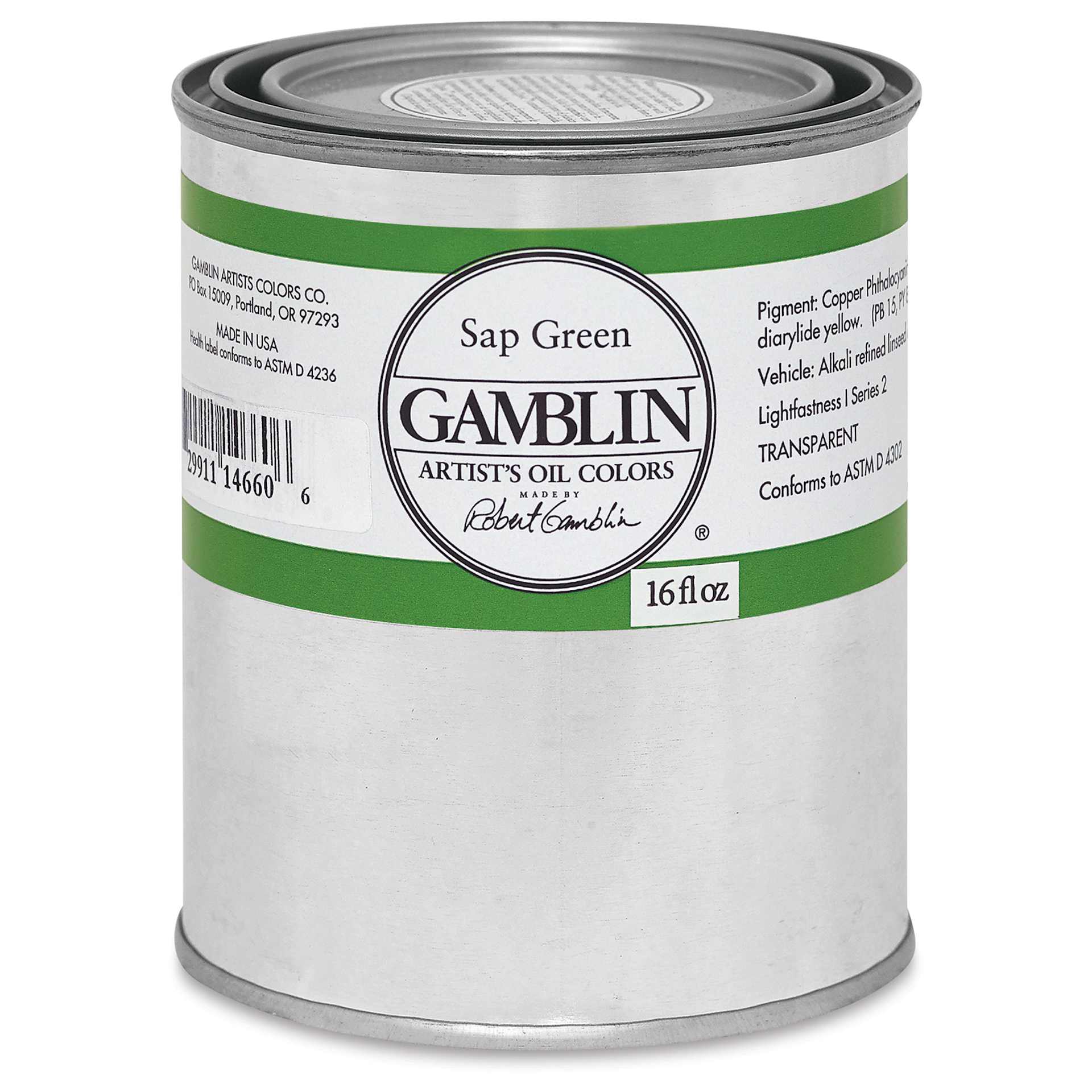 Gamblin Artist's Oil Color - Sap Green, 16 oz Can