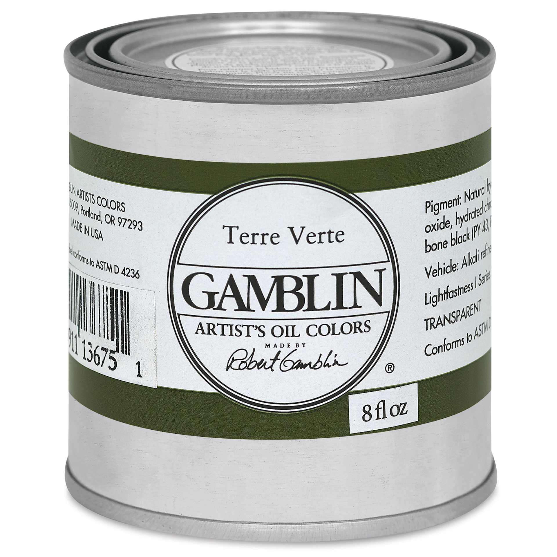 Gamblin Artist's Oil Color - Terre Verte, 8 oz Can