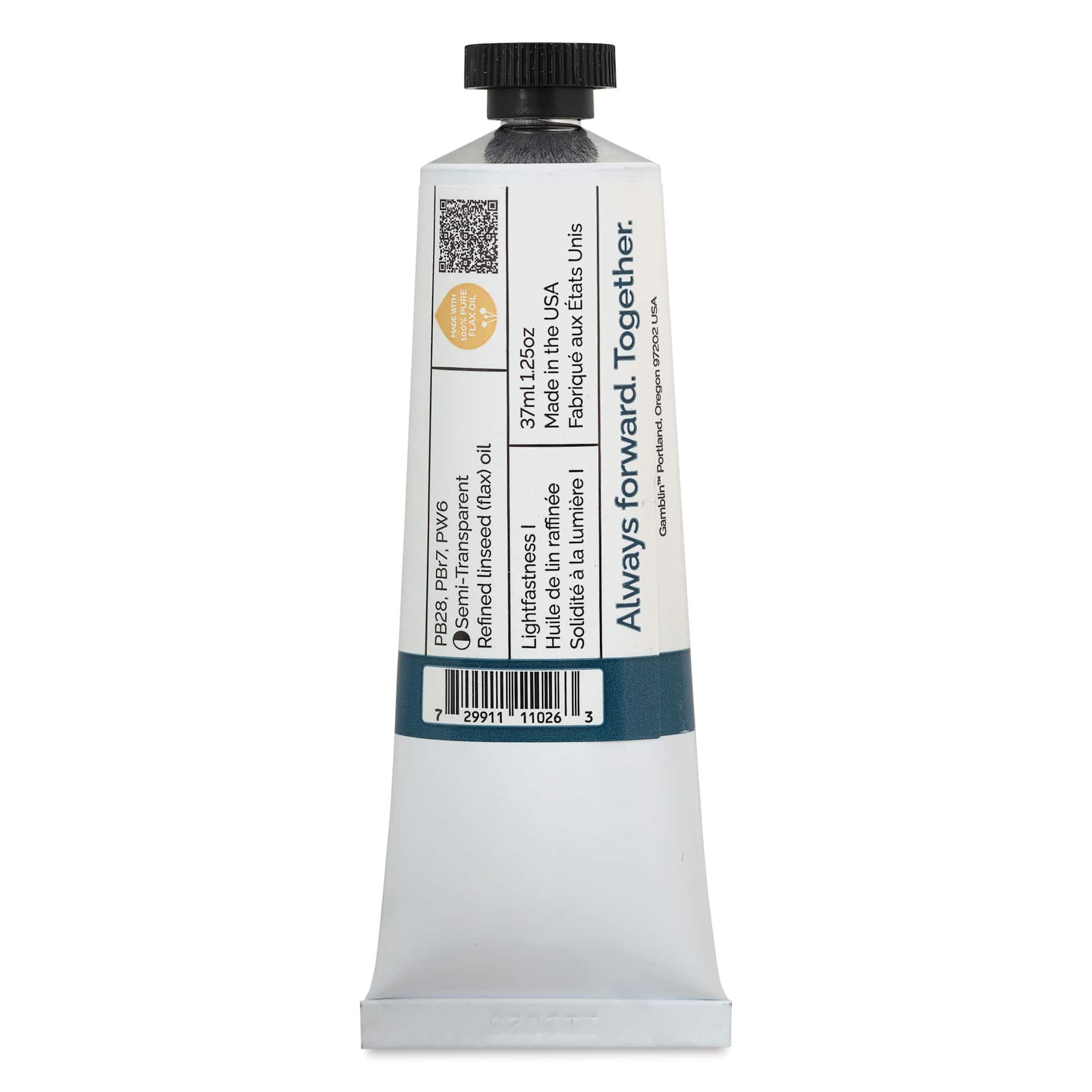 Back of Gamblin Artist's Oil Color - Alpine Blue-Green, 37 ml tube