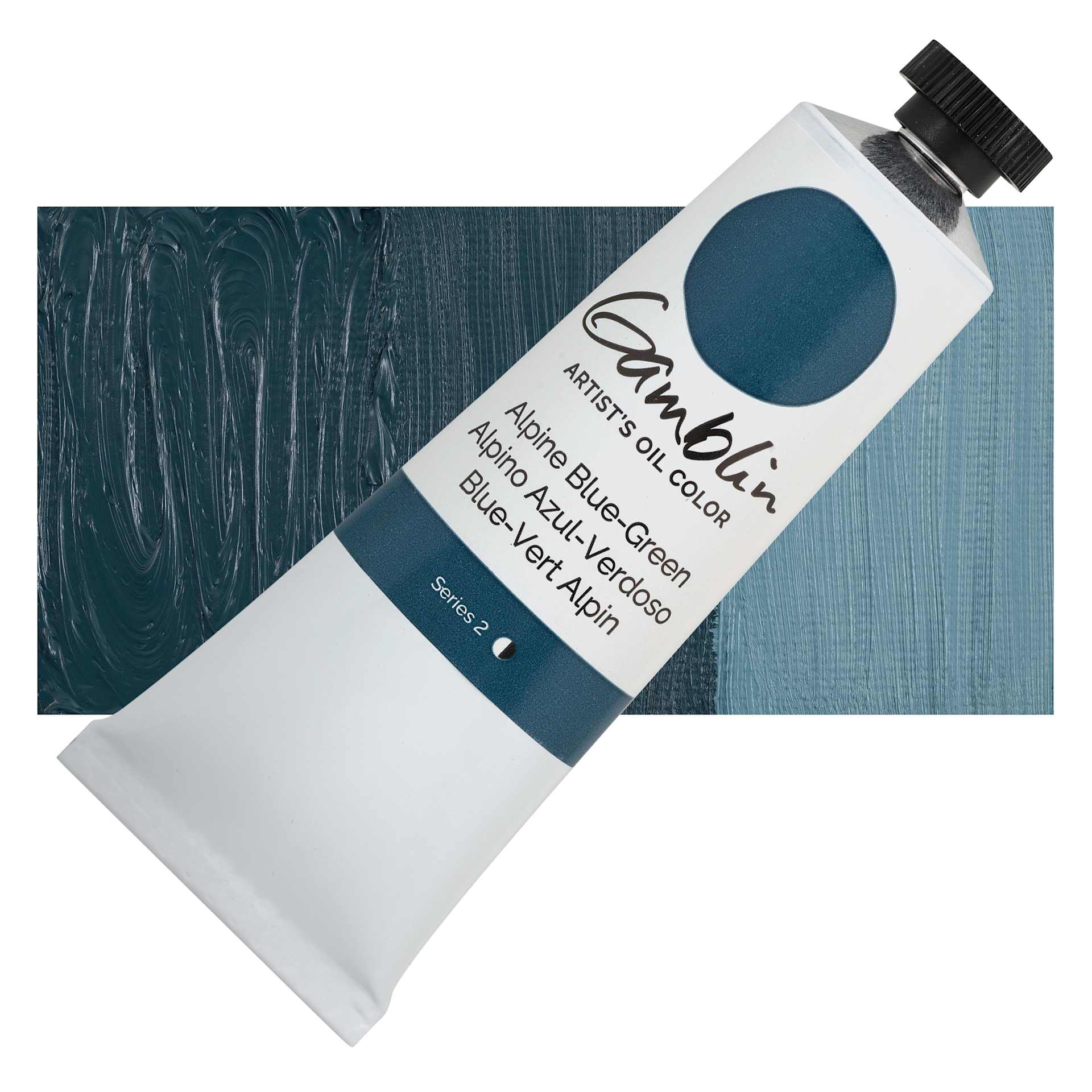 Gamblin Artist's Oil Color - Alpine Blue-Green, 37 ml tube and swatch