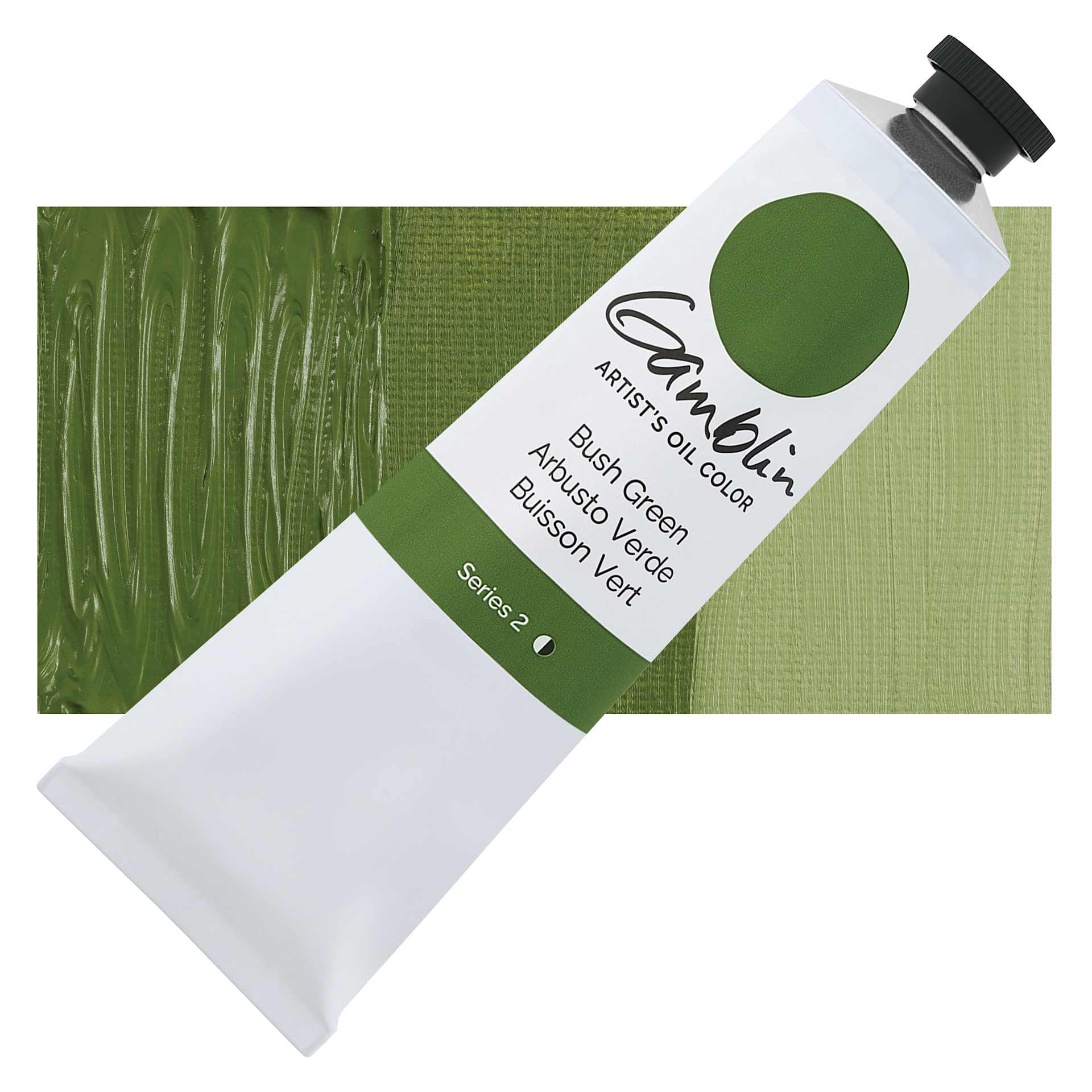 Gamblin Artist's Oil Color - Bush Green, 150 ml tube and swatch