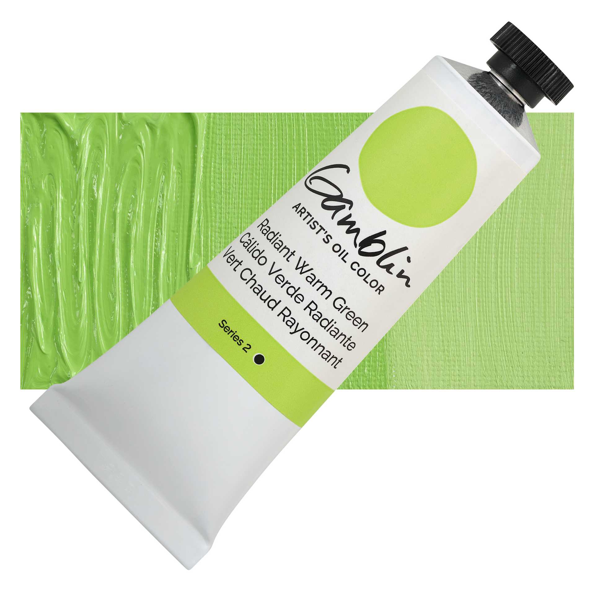 Gamblin Artist's Oil Color - Radiant Warm Green, 37 ml tube and swatch