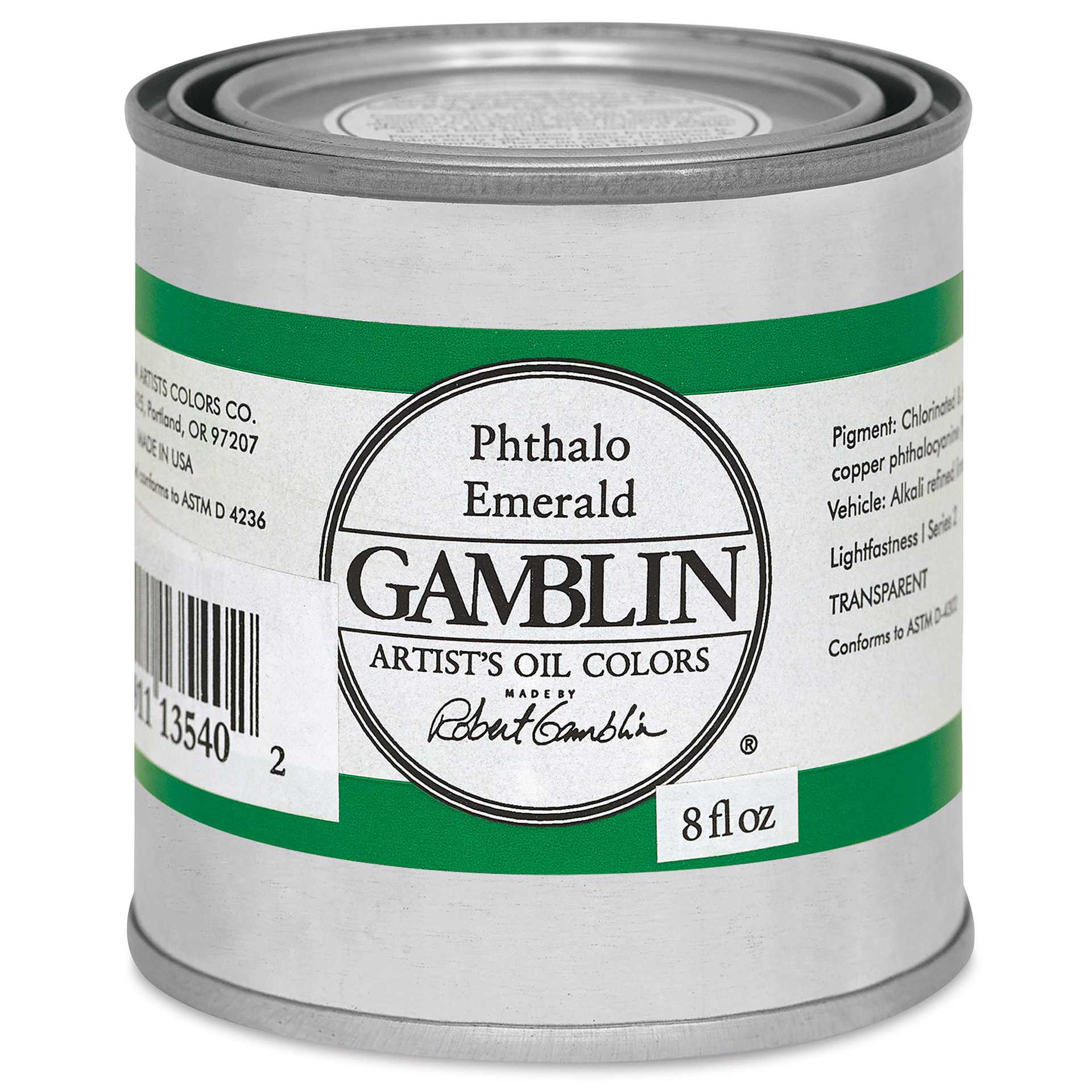 Gamblin Artist's Oil Color - Phthalo Emerald, 8 oz Can