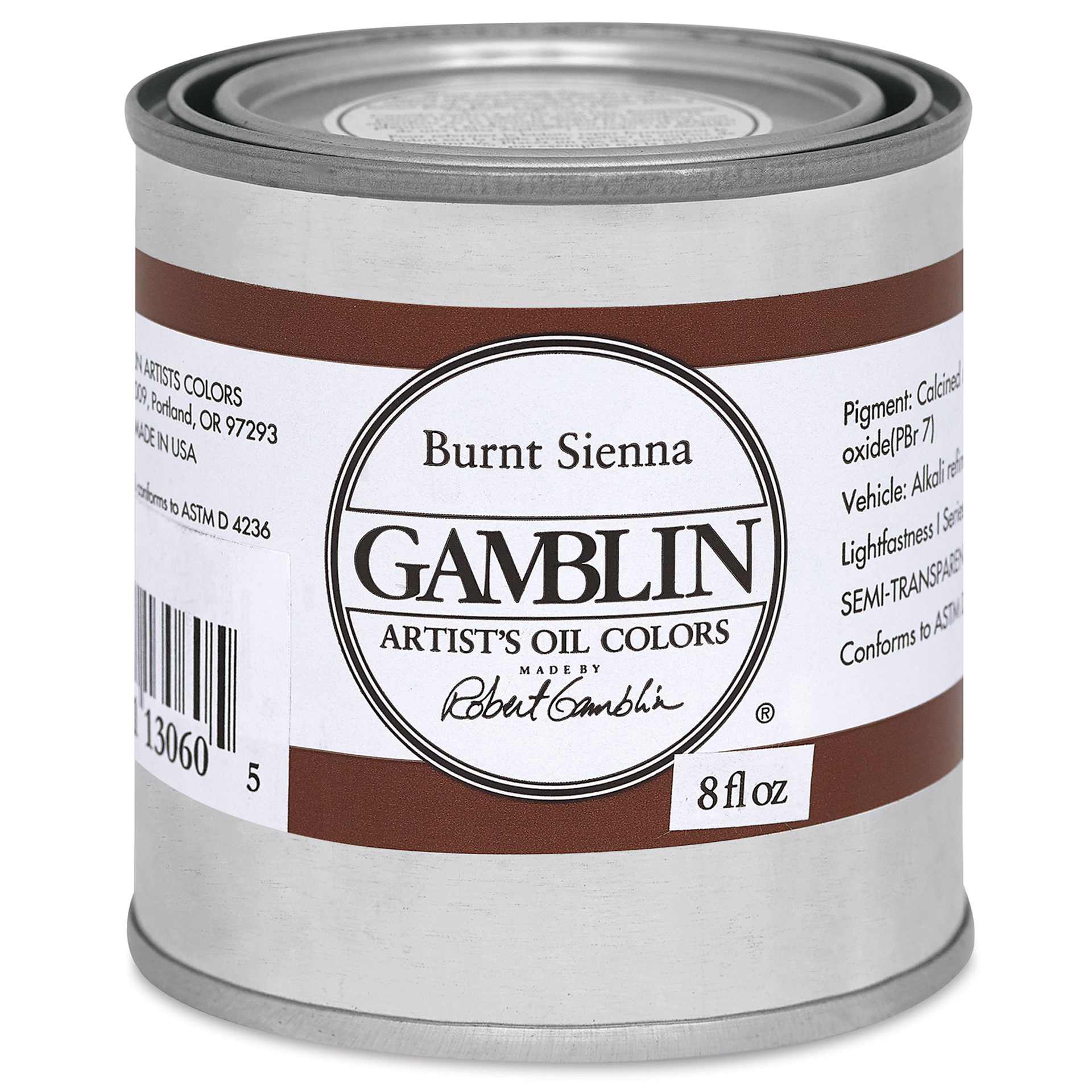 Gamblin Artist's Oil Color - Burnt Sienna, 8 oz Can
