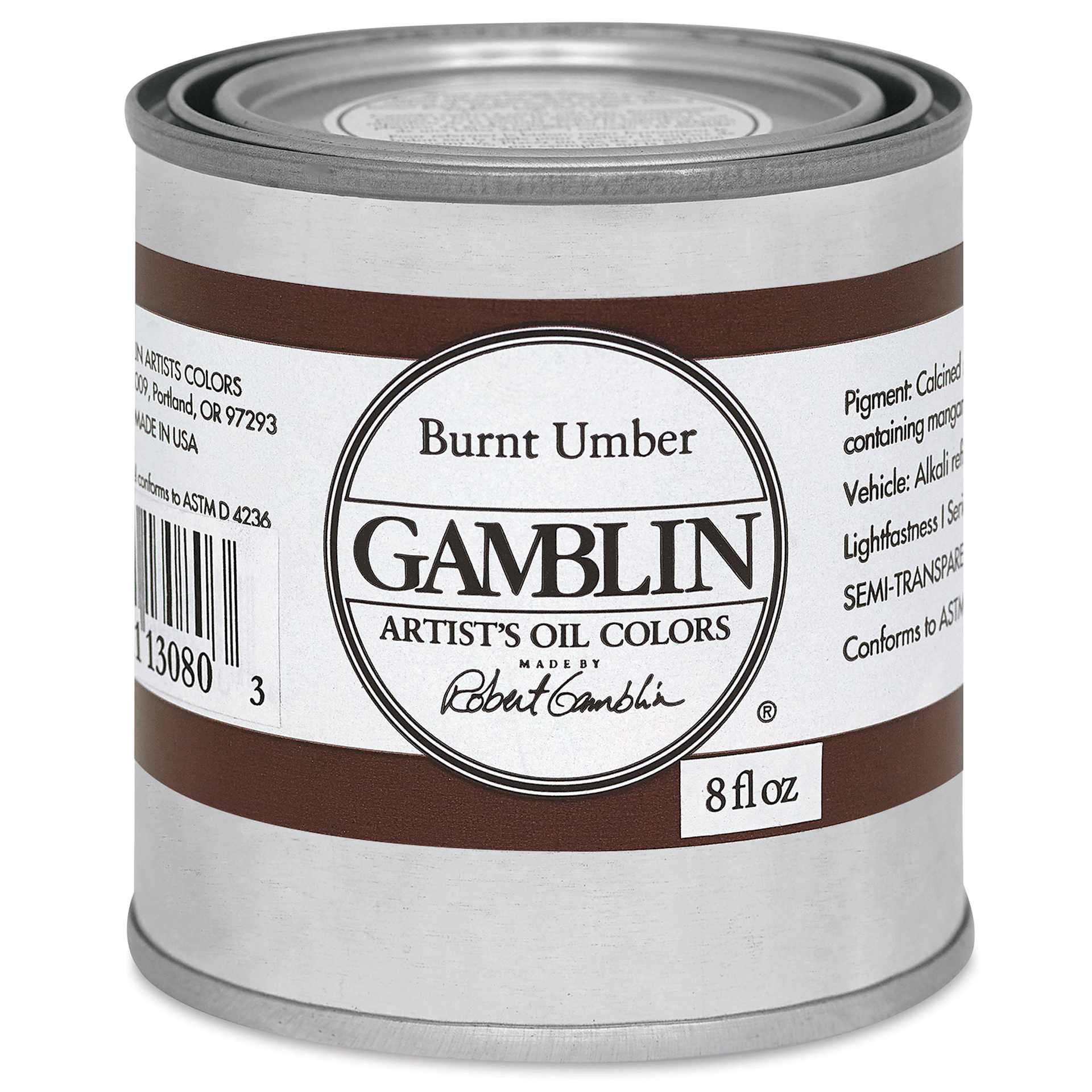 Gamblin Artist's Oil Color - Burnt Umber, 8 oz Can