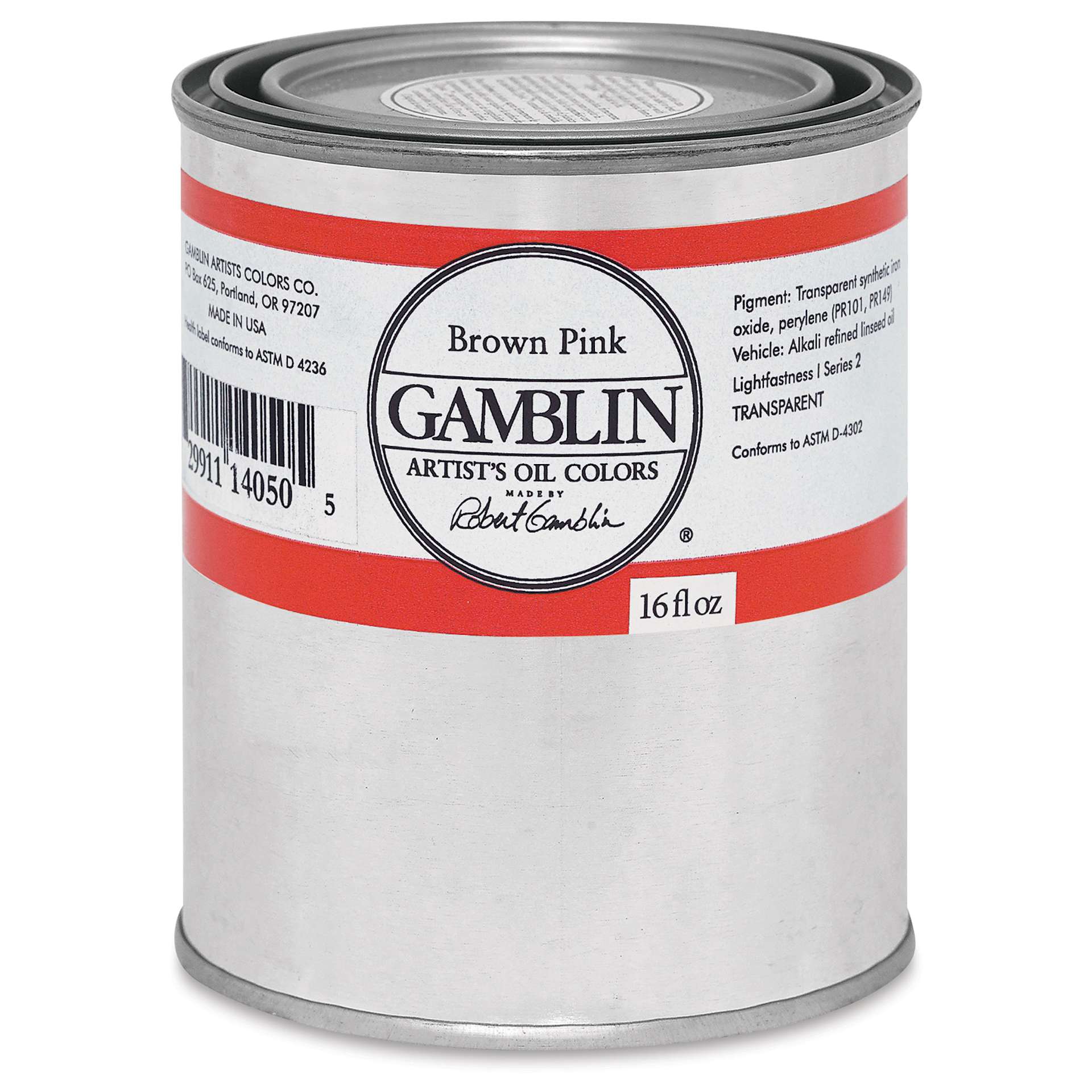 Gamblin Artist's Oil Color - Brown Pink, 16 oz Can