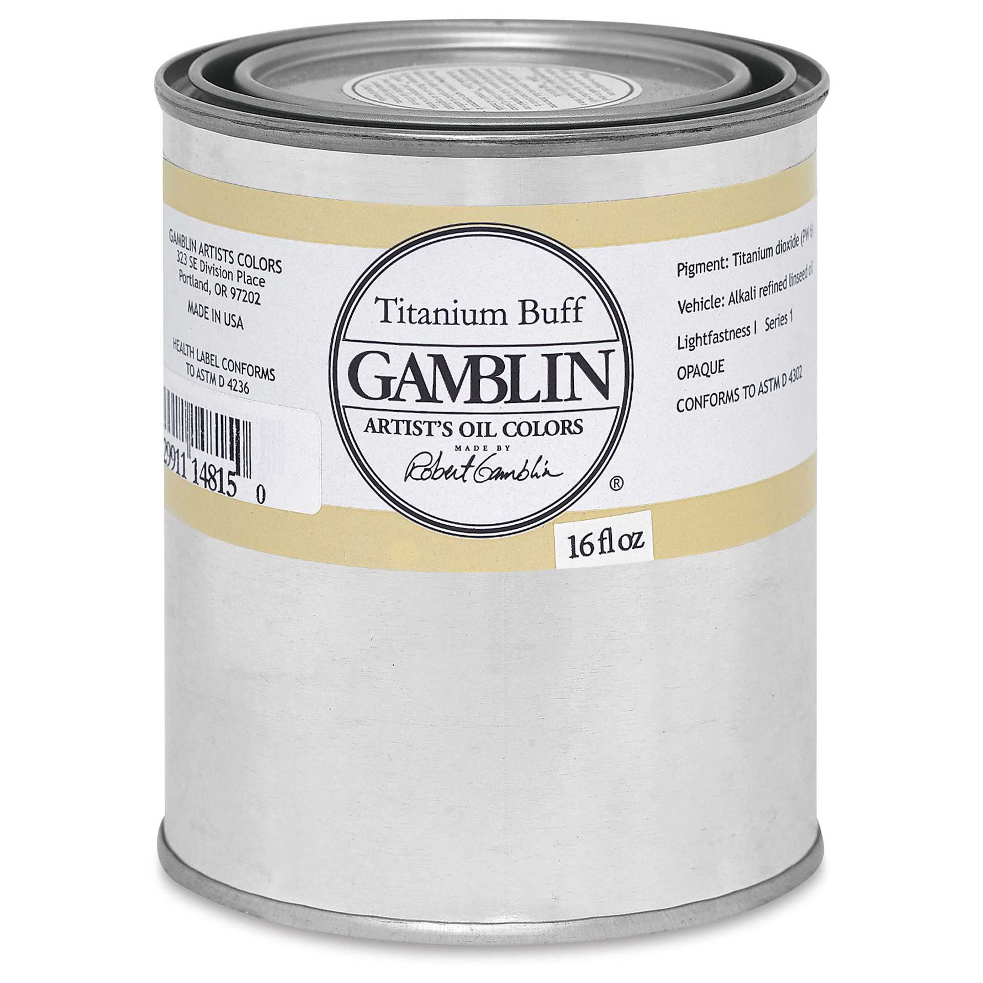 Gamblin Artist's Oil Color - Titanium Buff, 16 oz can